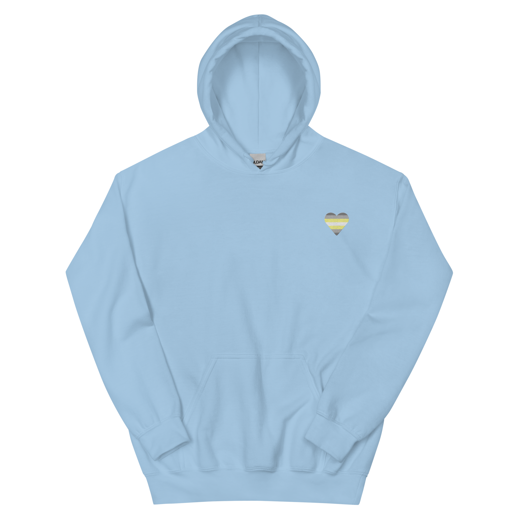 Demigender Flag Embroidered Heart Hoodie: Celebratory LGBTQ+ Pride Design
