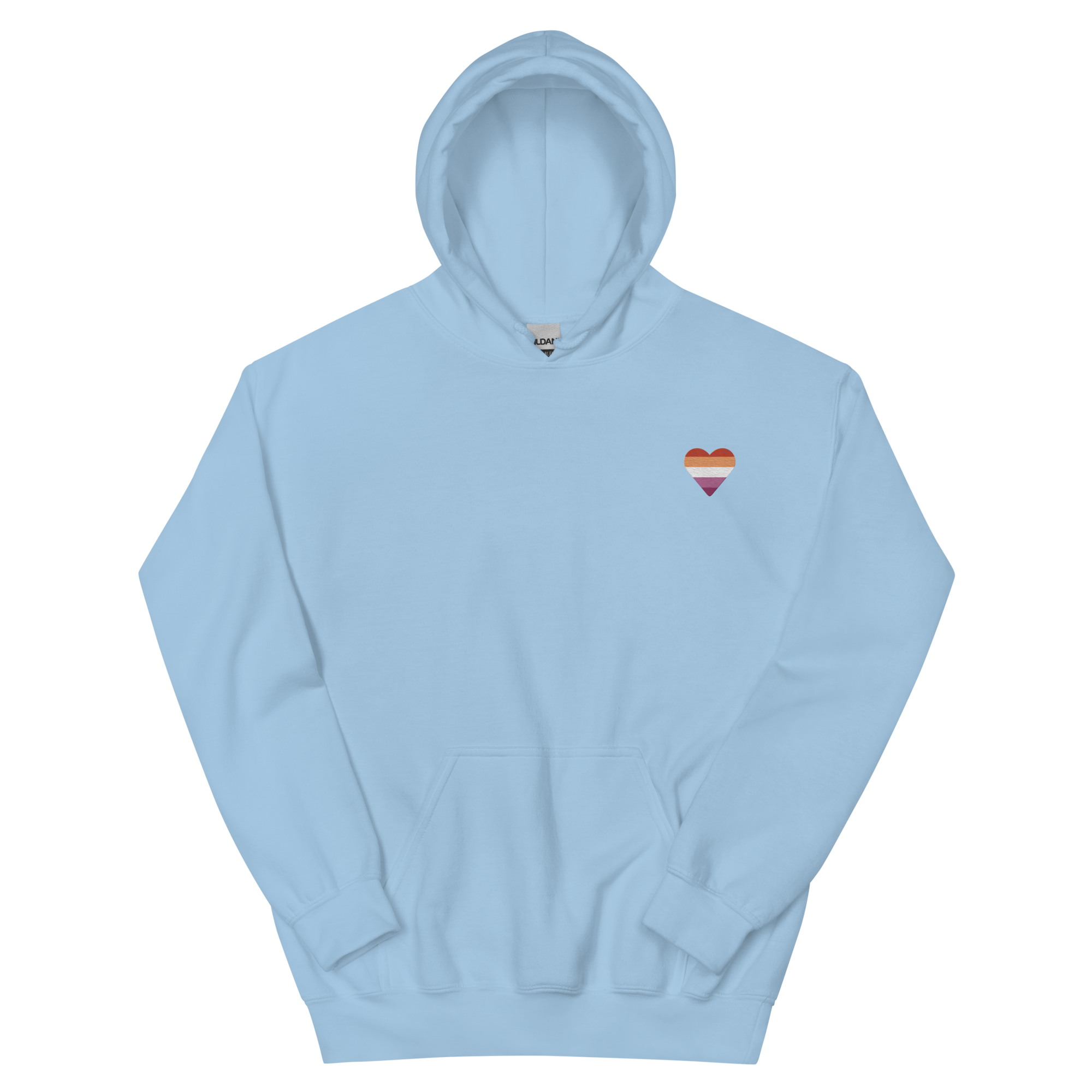 Lesbian Flag Embroidered Heart Hoodie: Celebratory LGBTQ+ Pride Design