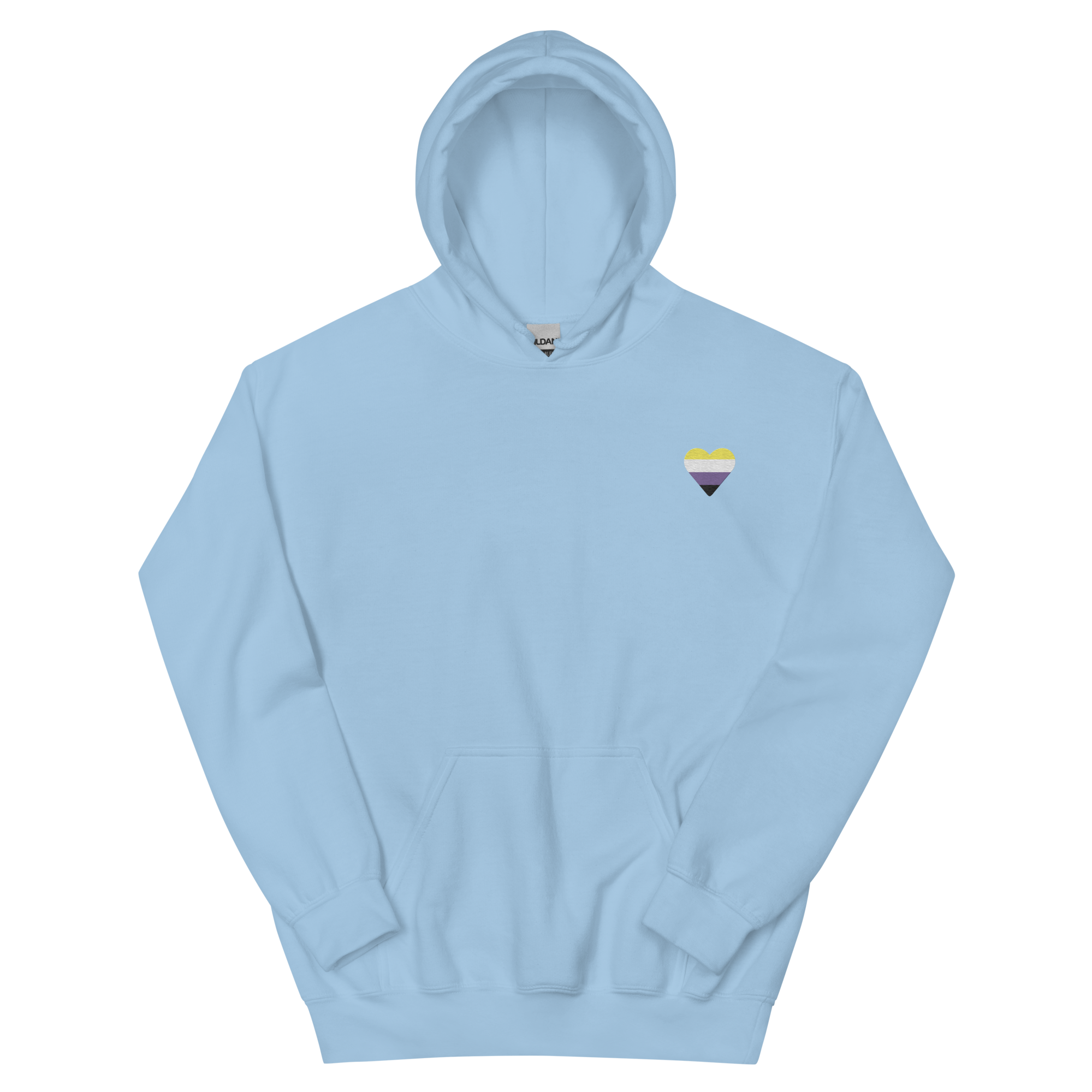 Nonbinary Flag Embroidered Heart Hoodie: Celebratory LGBTQ+ Pride Design
