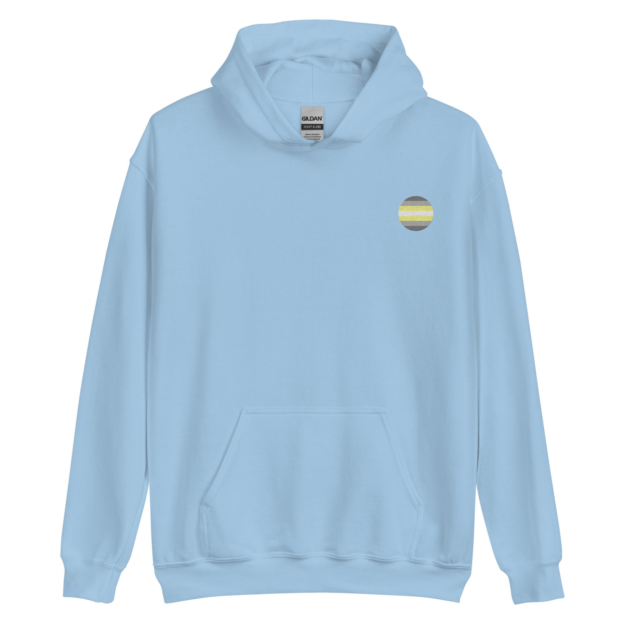 Demigender Flag Embroidered Circle Hoodie: Celebratory LGBTQ+ Pride Design