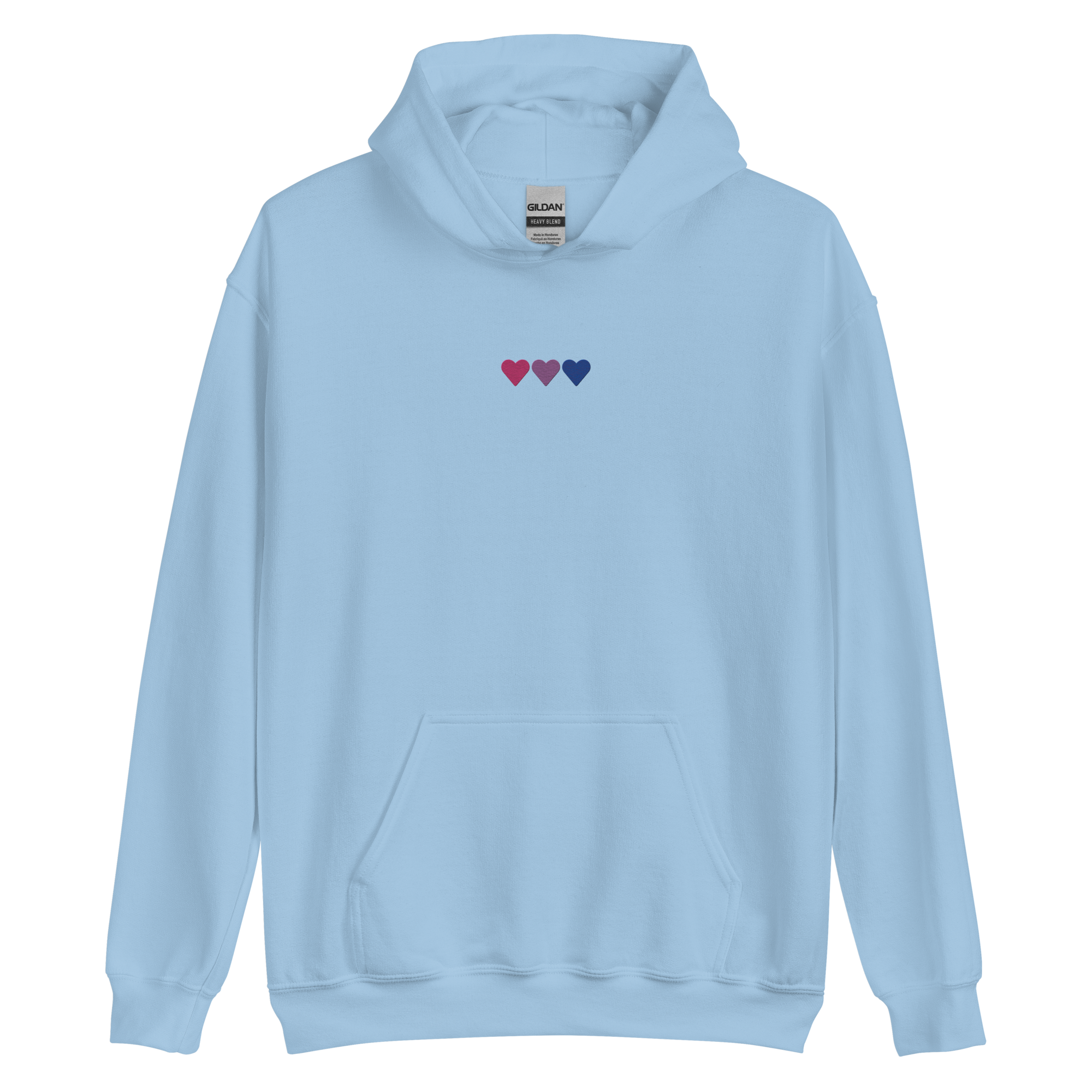Embroidered Bisexual Hoodie: Pride Flag Horizontal Heart Design