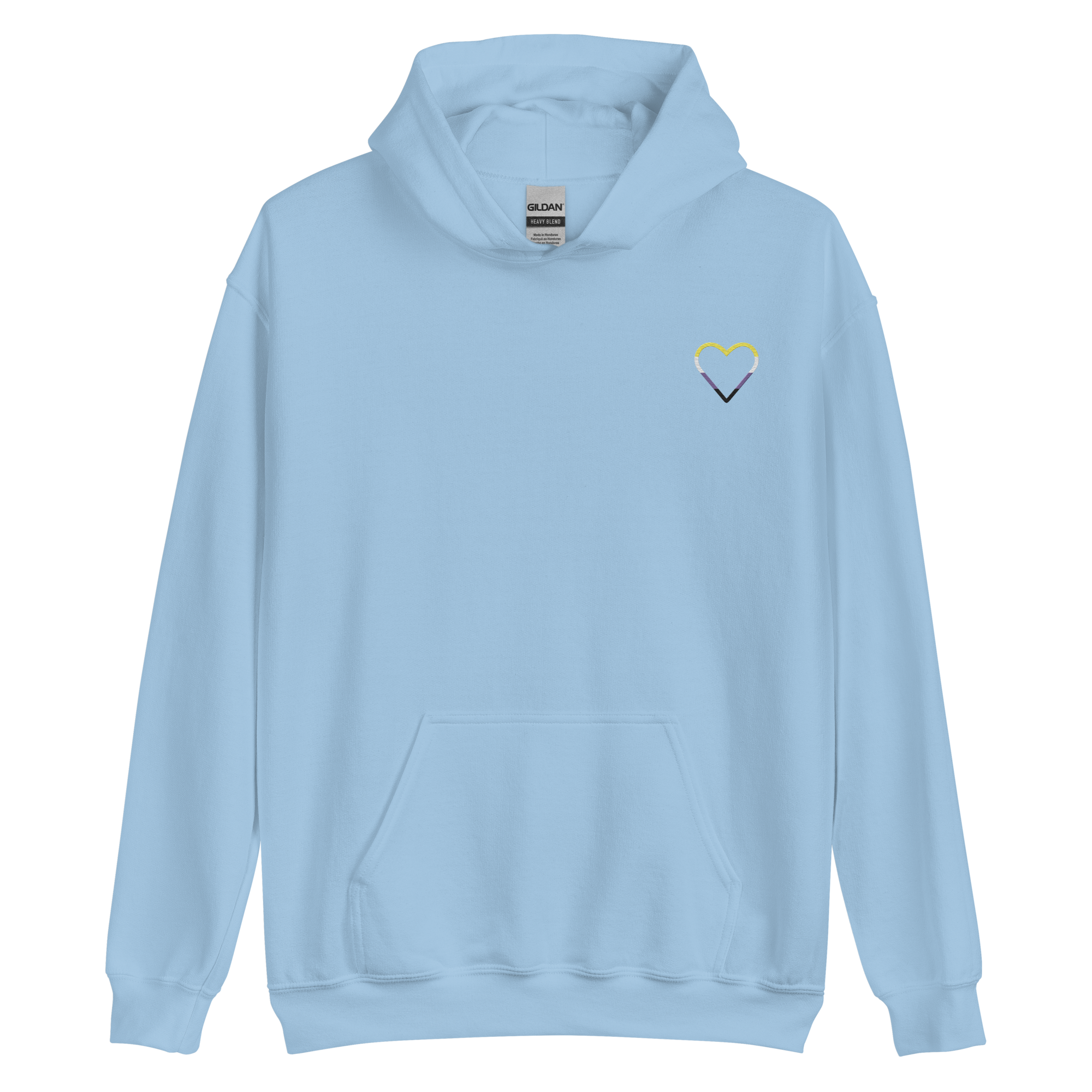 Nonbinary Heart Hoodie: Embroidered Pride Sweatshirt