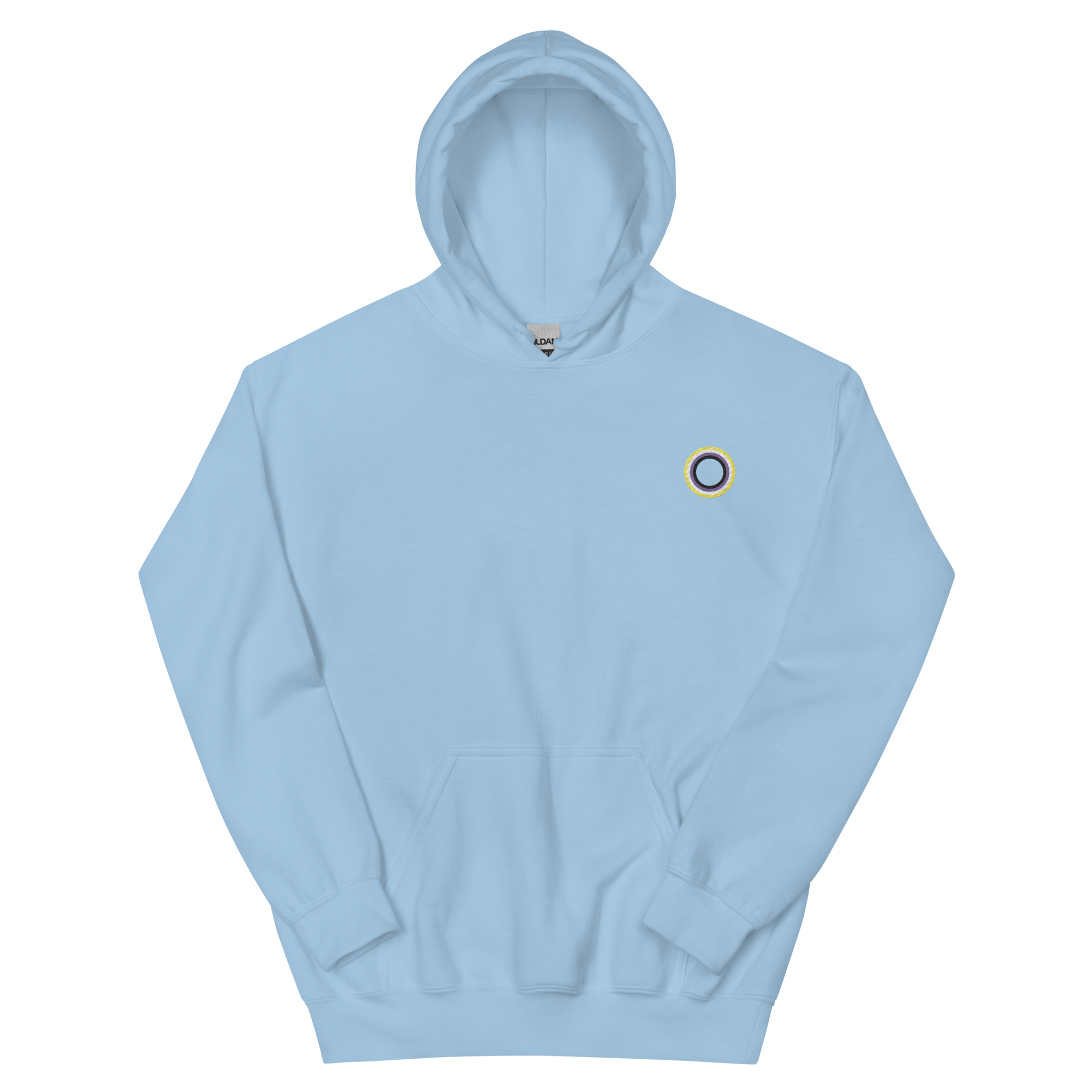 Embroidered Hoodie: Nonbinary Pride Ring Emblem Design