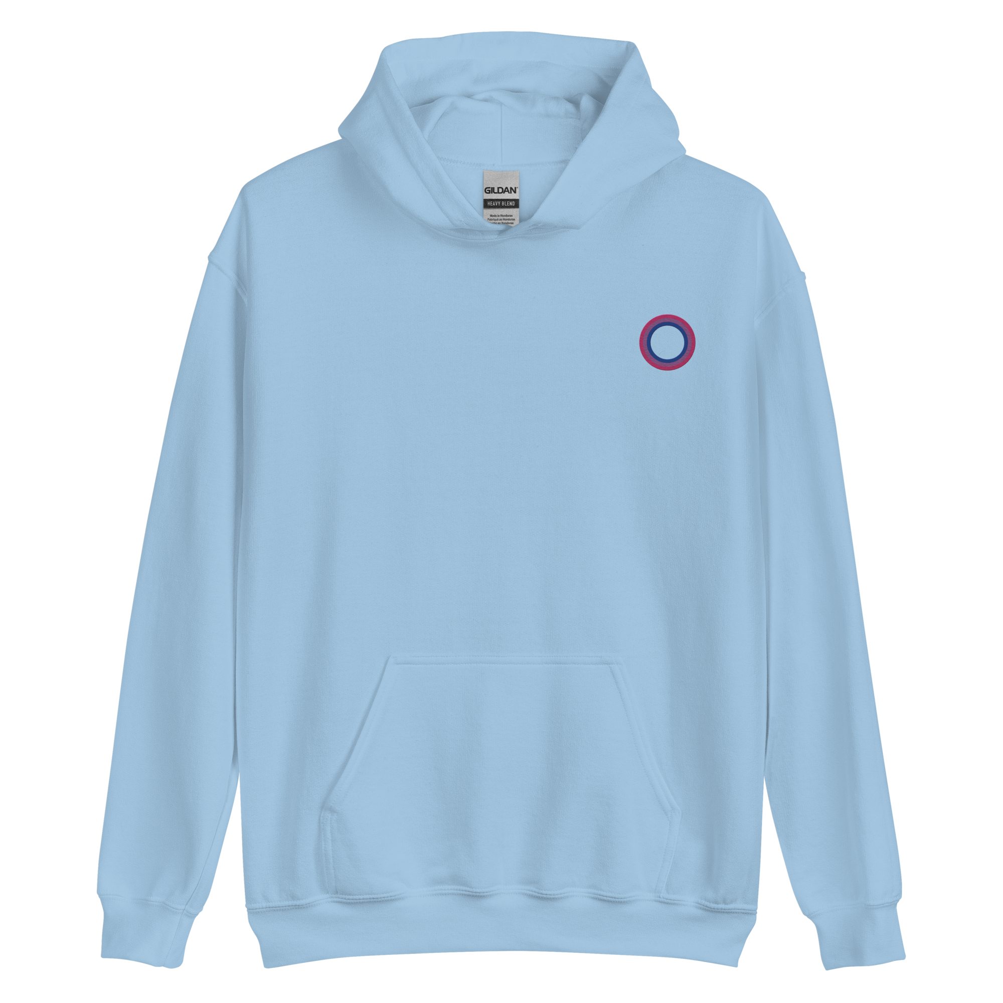 Embroidered Hoodie: Bisexual Pride Ring Emblem Design