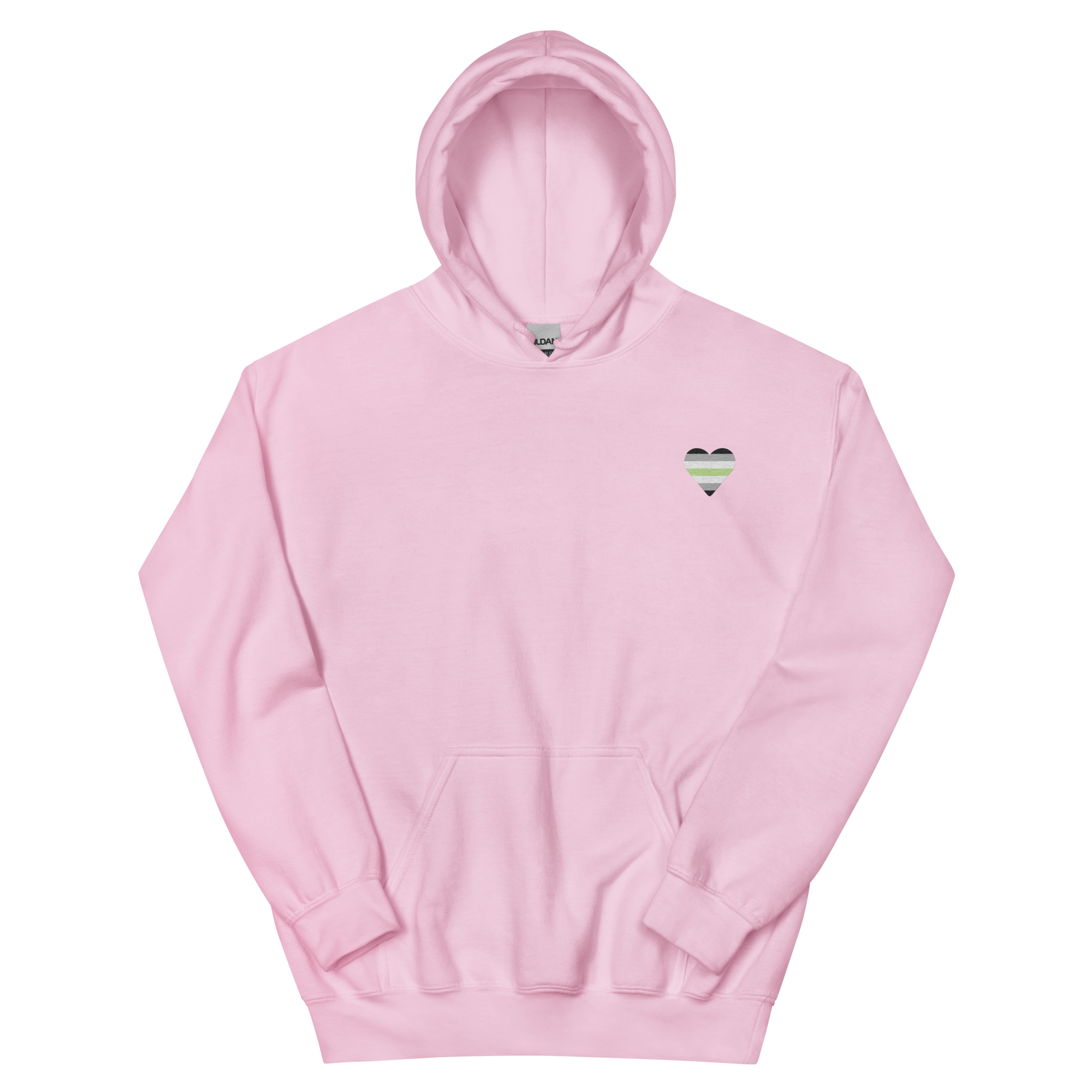 Agender Flag Embroidered Heart Hoodie: Celebratory LGBTQ+ Pride Design