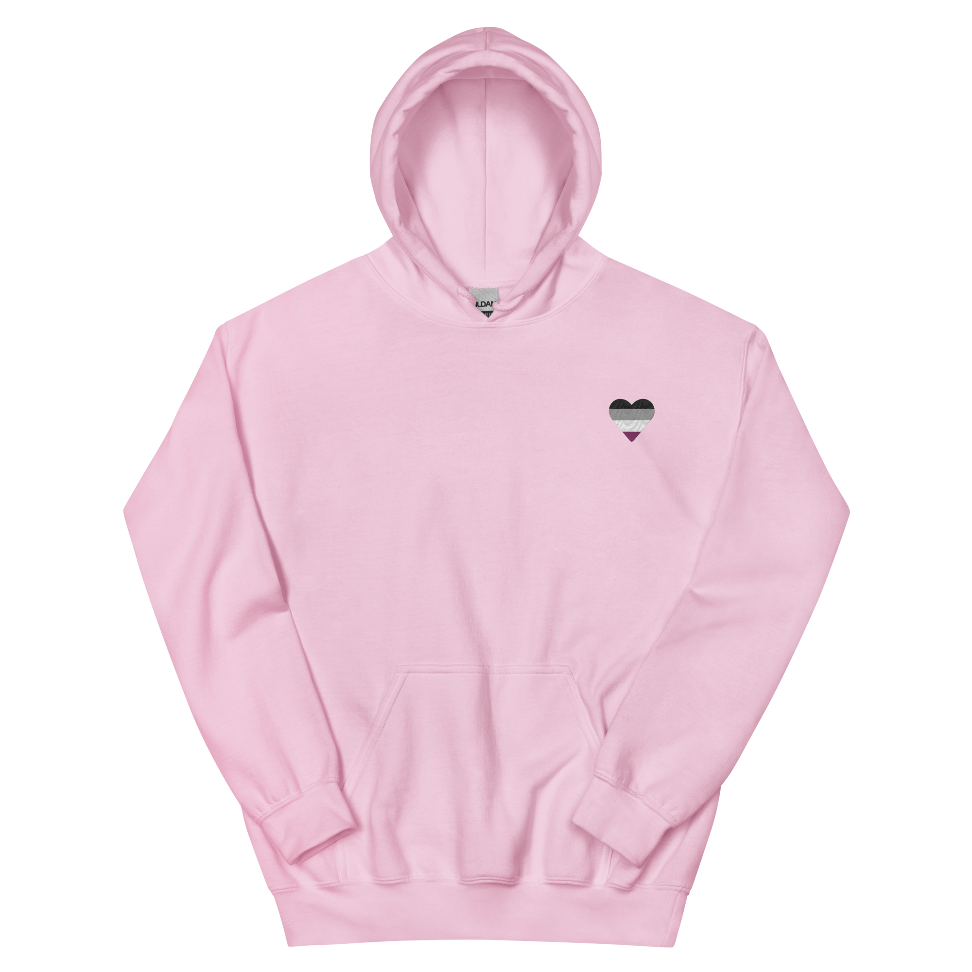 Asexual Flag Embroidered Heart Hoodie: Celebratory LGBTQ+ Pride Design