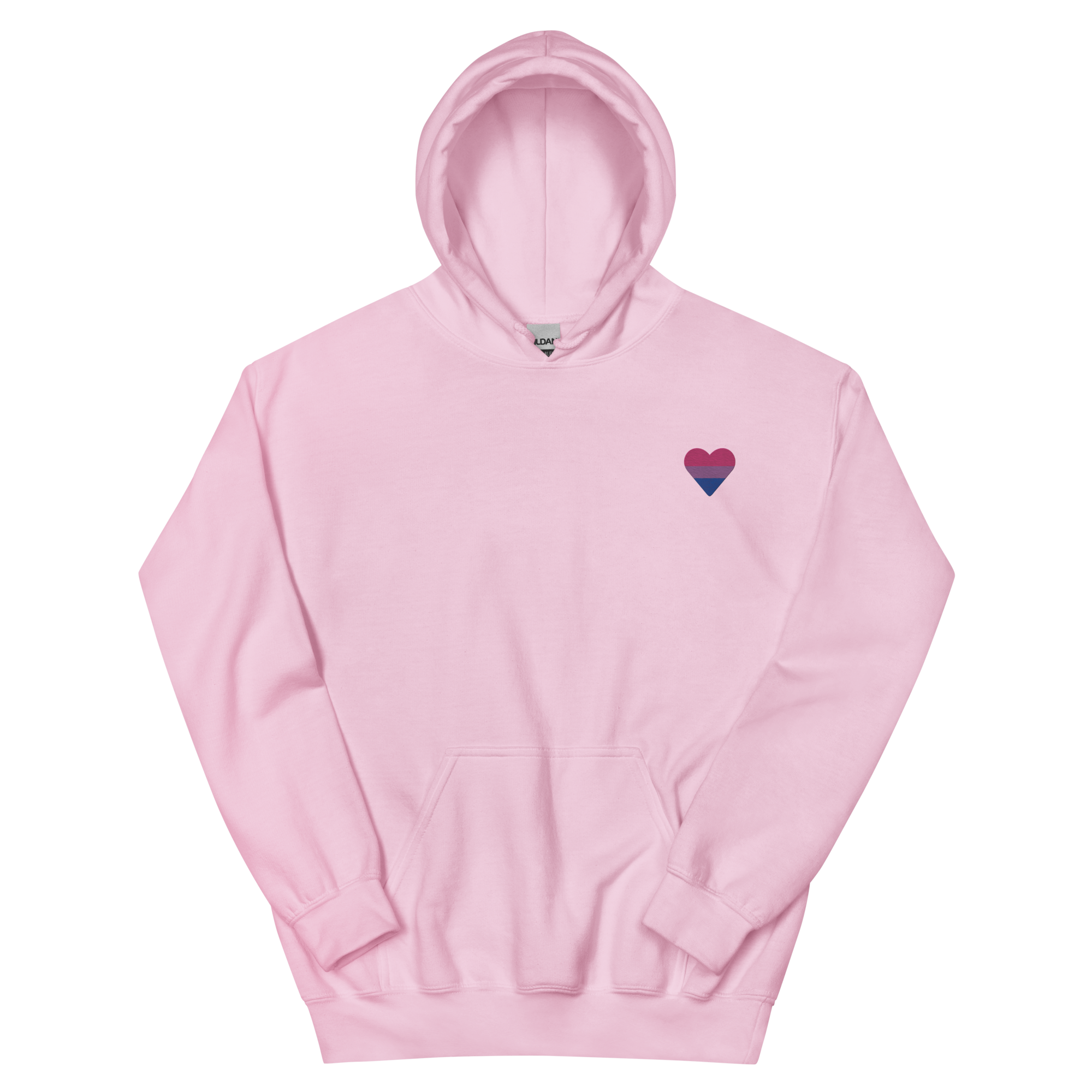 Bisexual Flag Embroidered Heart Hoodie: Celebratory LGBTQ+ Pride Design