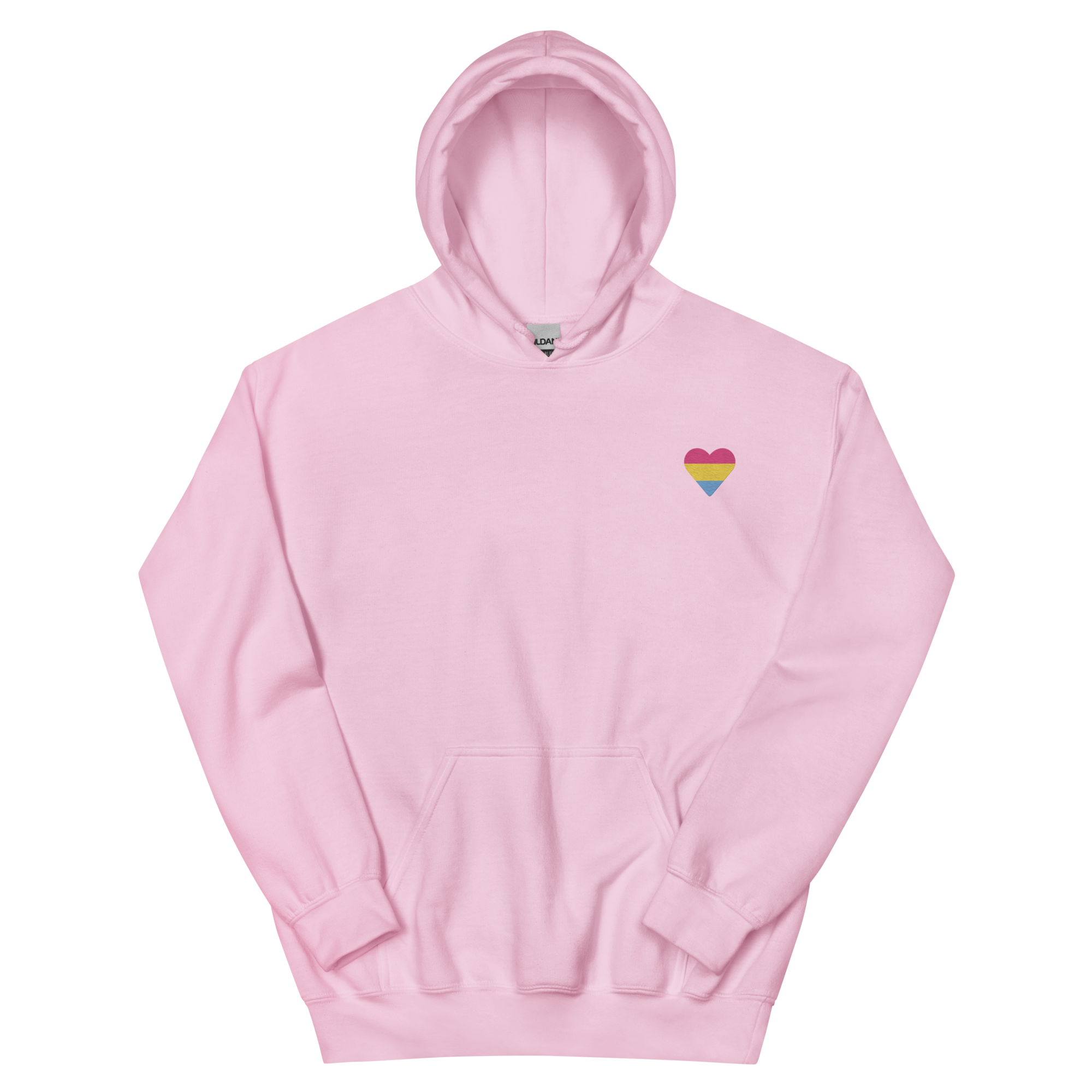 Pansexual Flag Embroidered Heart Hoodie: Celebratory LGBTQ+ Pride Design
