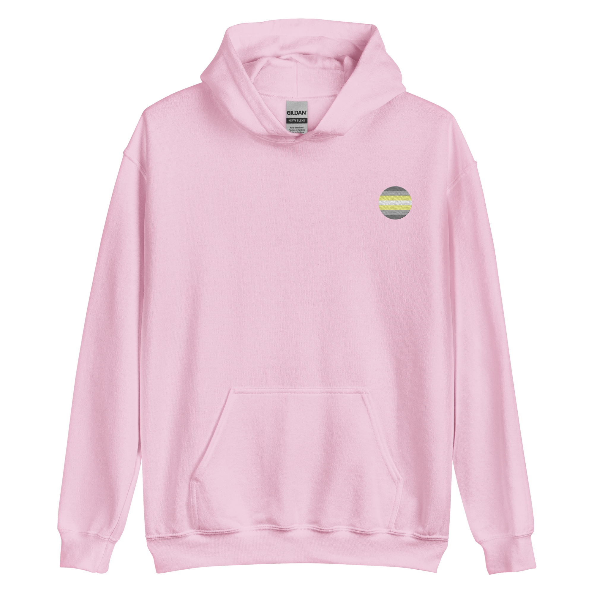 Demigender Flag Embroidered Circle Hoodie: Celebratory LGBTQ+ Pride Design