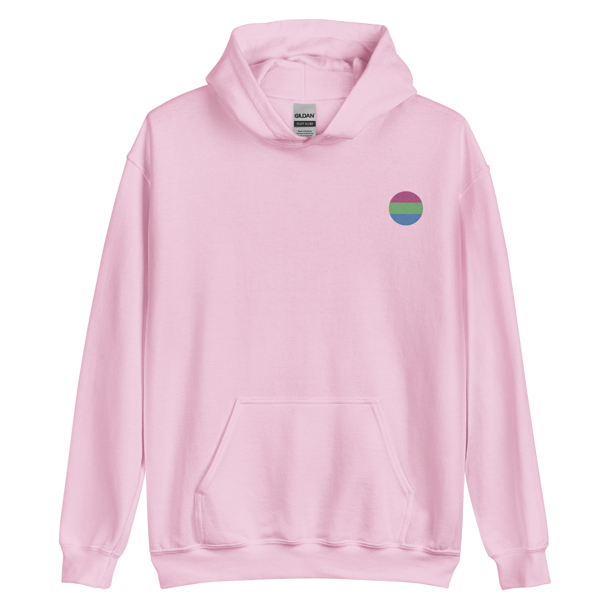 Polysexual Flag Embroidered Circle Hoodie: Celebratory LGBTQ+ Pride Design