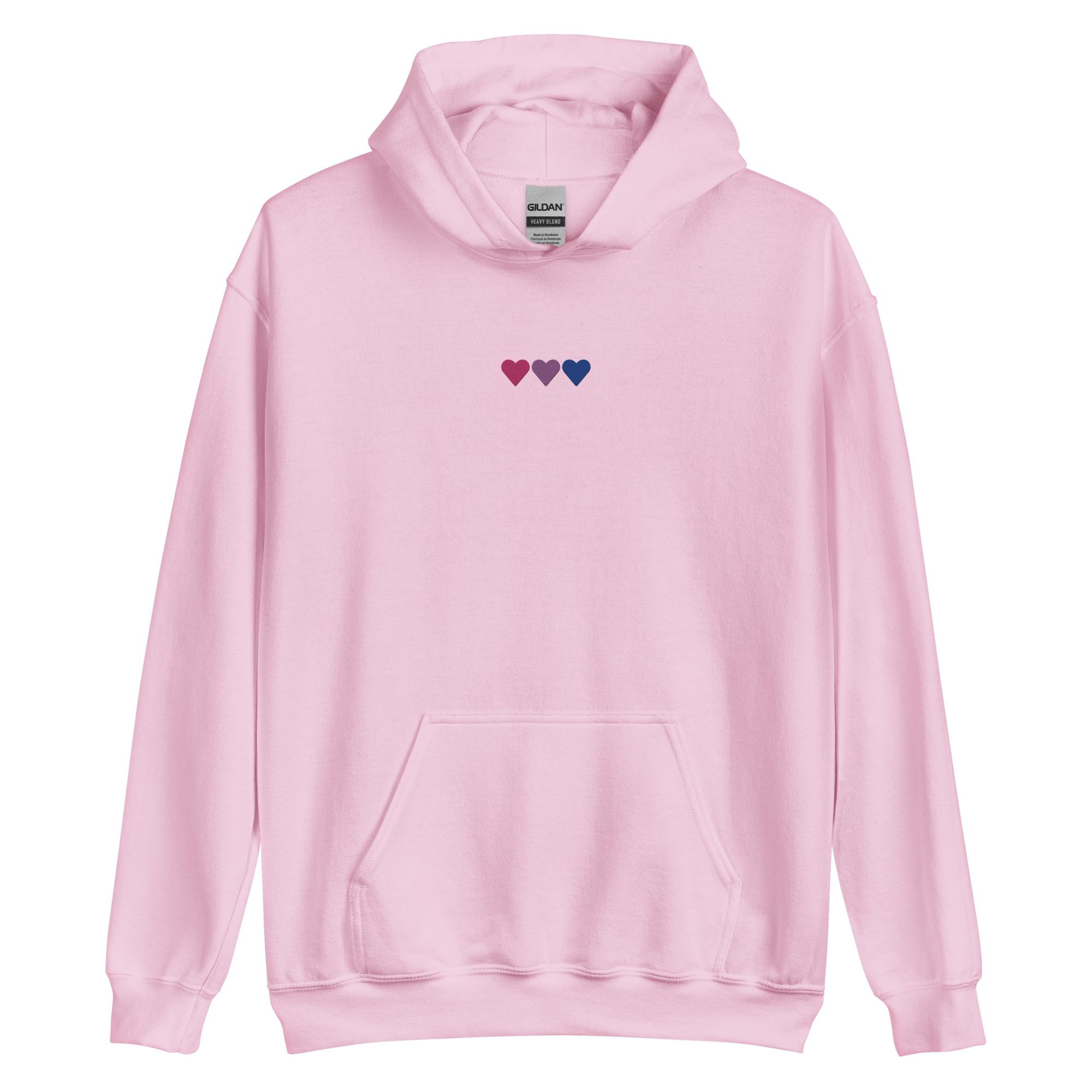 Embroidered Bisexual Hoodie: Pride Flag Horizontal Heart Design