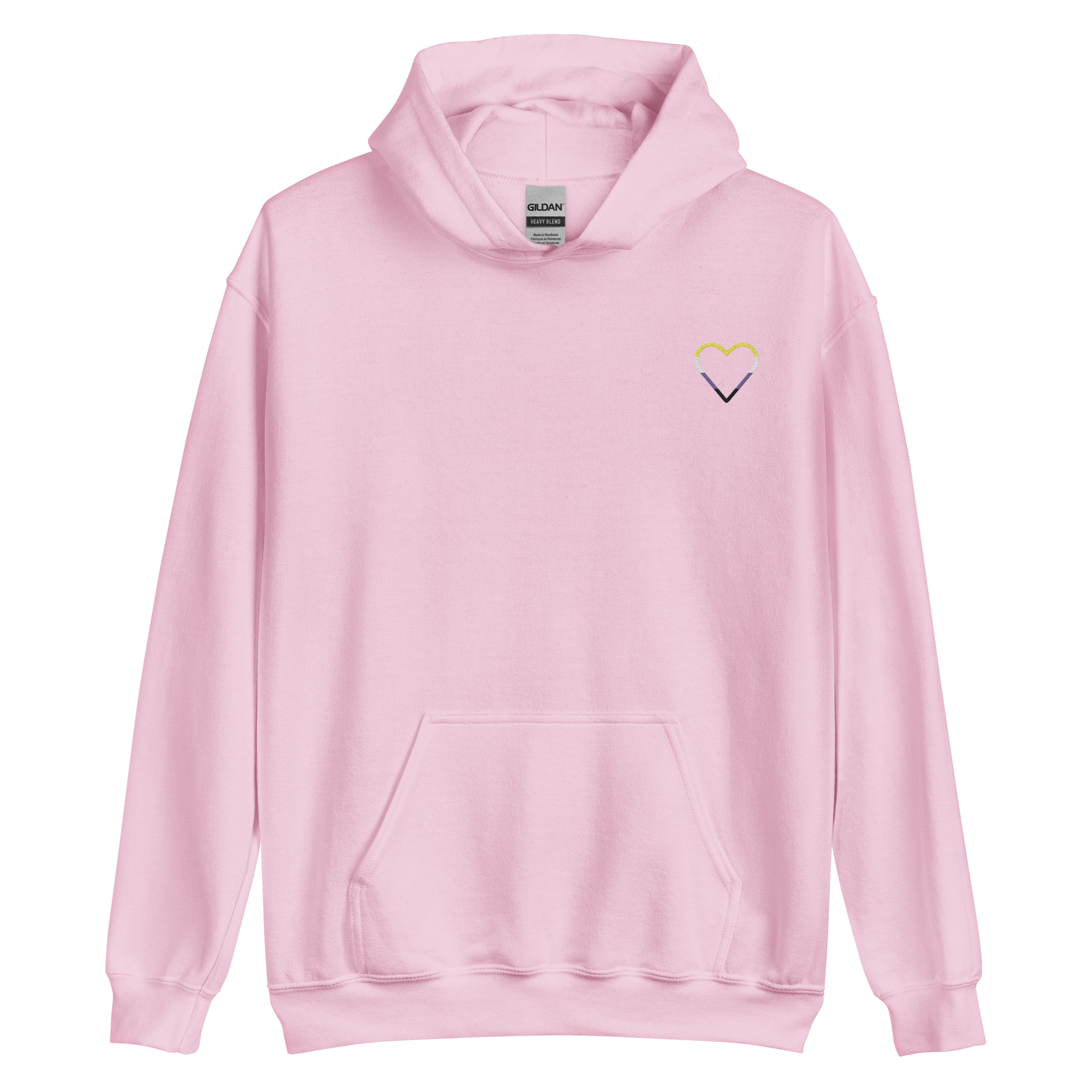 Nonbinary Heart Hoodie: Embroidered Pride Sweatshirt