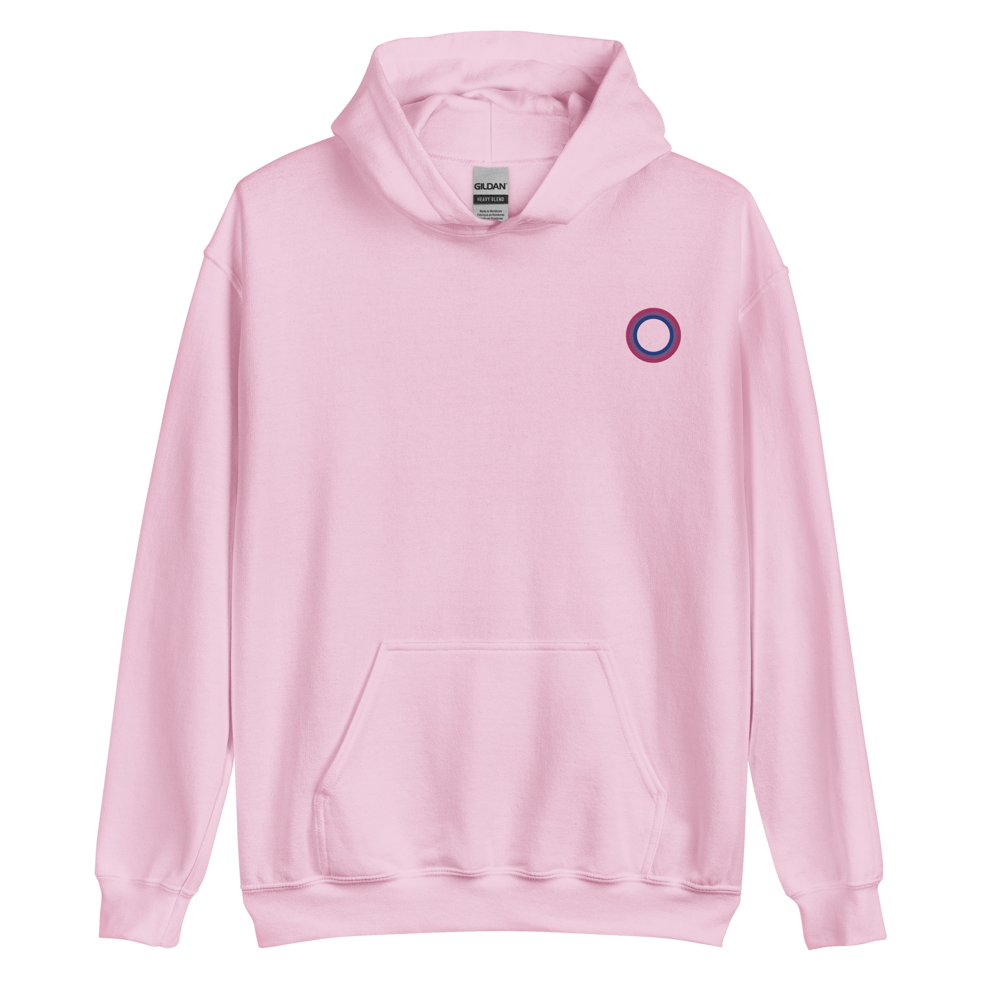 Embroidered Hoodie: Bisexual Pride Ring Emblem Design