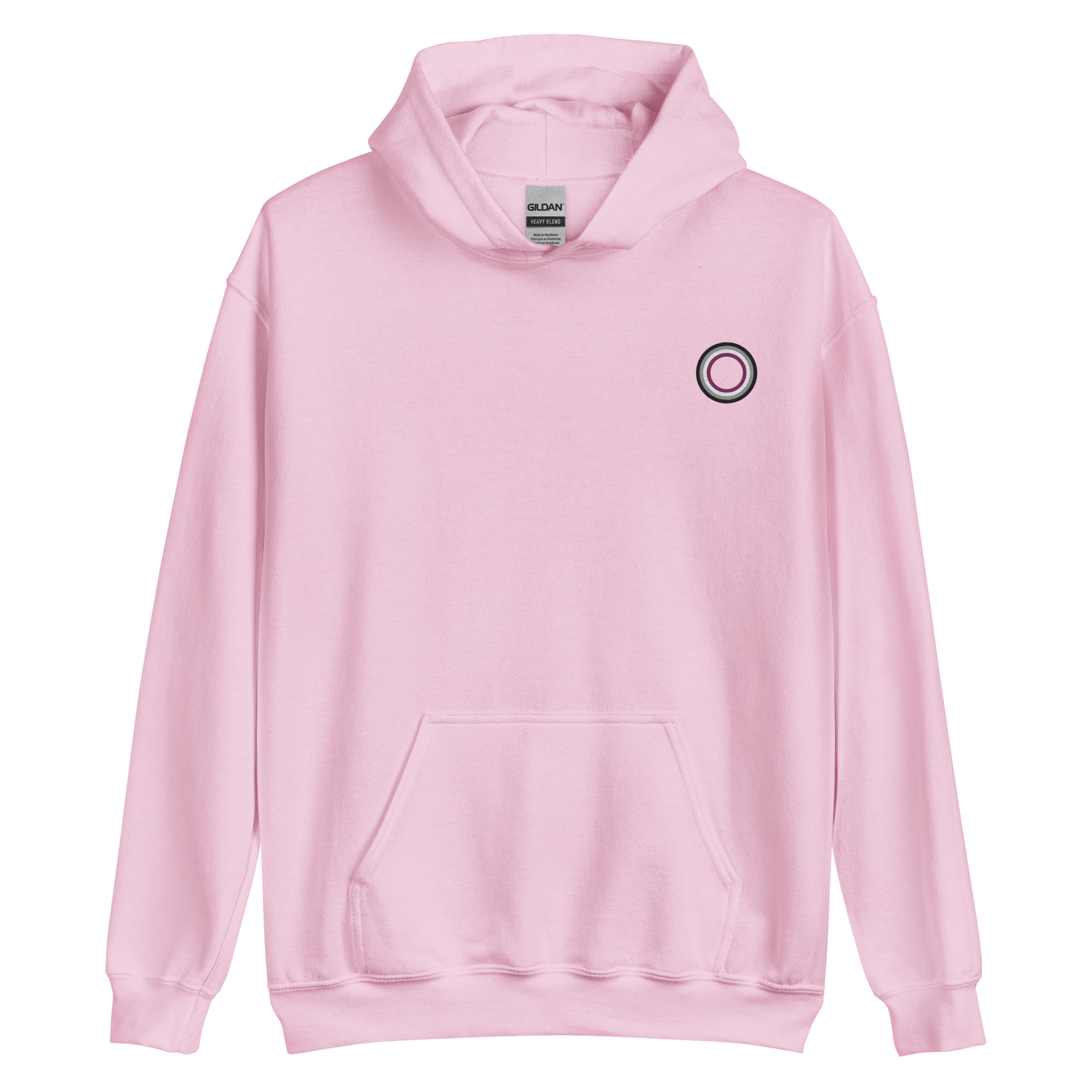 Embroidered Hoodie: Asexual Pride Ring Emblem Design