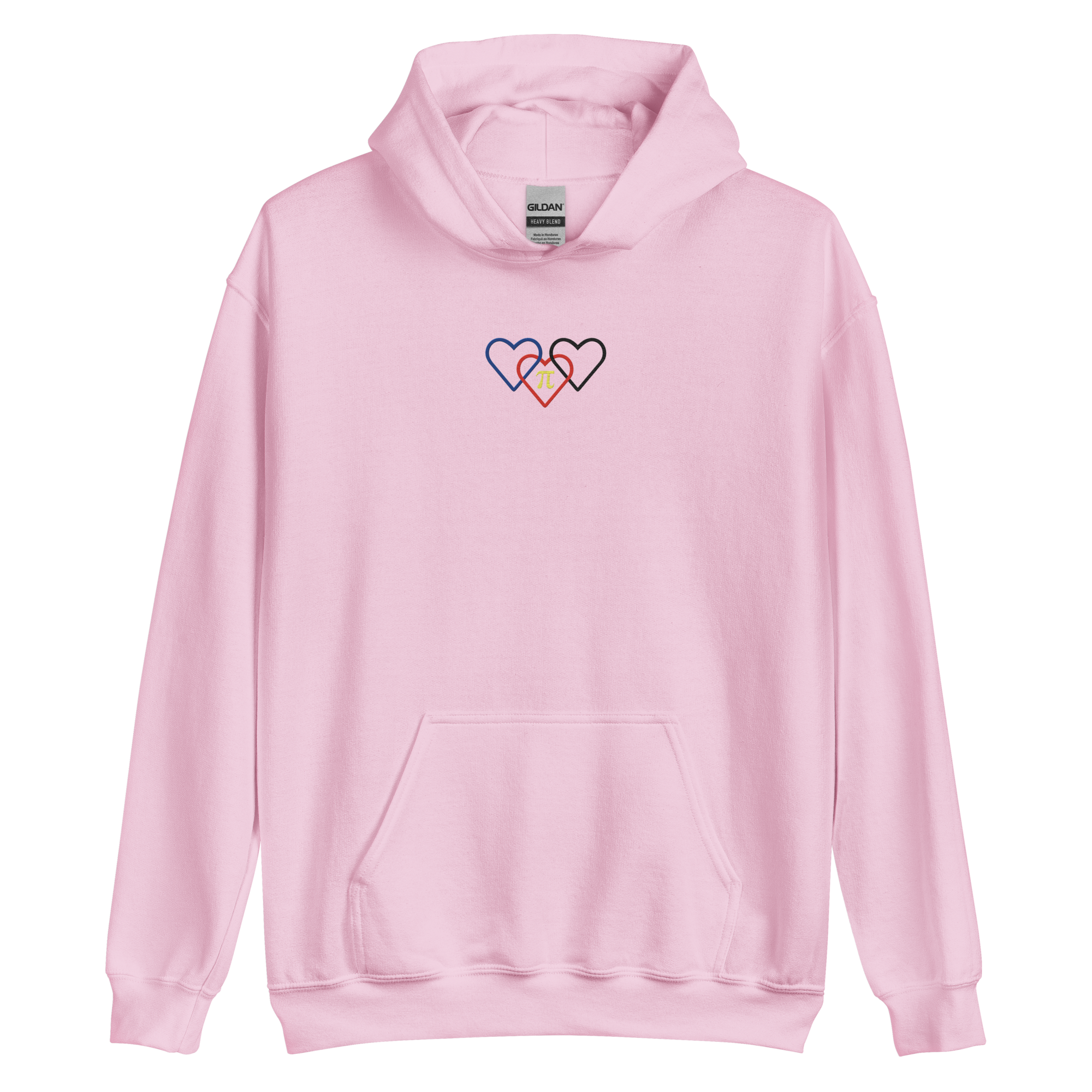 Polyamory Pride Hoodie: Interlaced Heart Outlines Embroidered Sweatshirt
