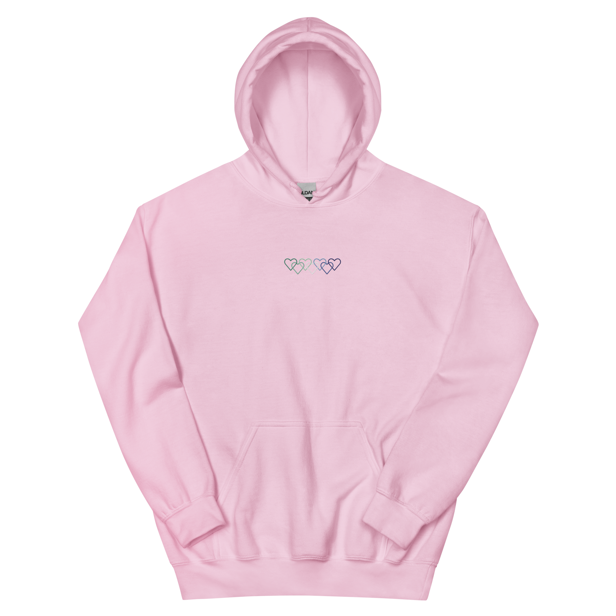 Gay Pride Hoodie: Interlaced Heart Outlines Embroidered Sweatshirt