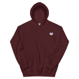 Genderqueer Flag Embroidered Heart Hoodie: Celebratory LGBTQ+ Pride Design