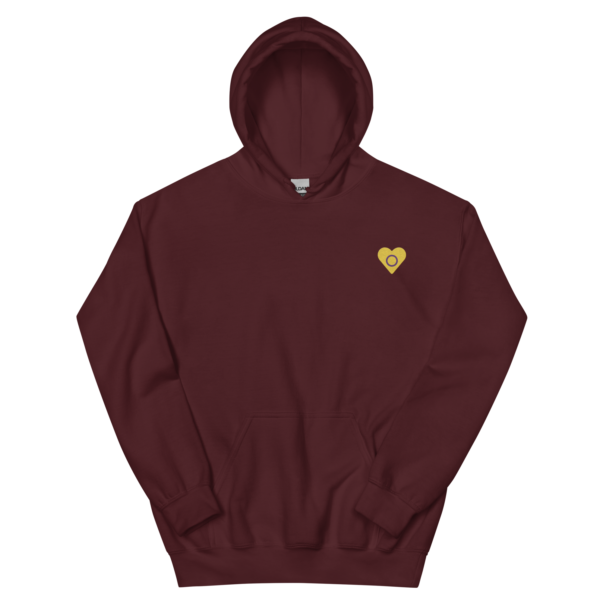 Intersex Flag Embroidered Heart Hoodie: Celebratory LGBTQ+ Pride Design