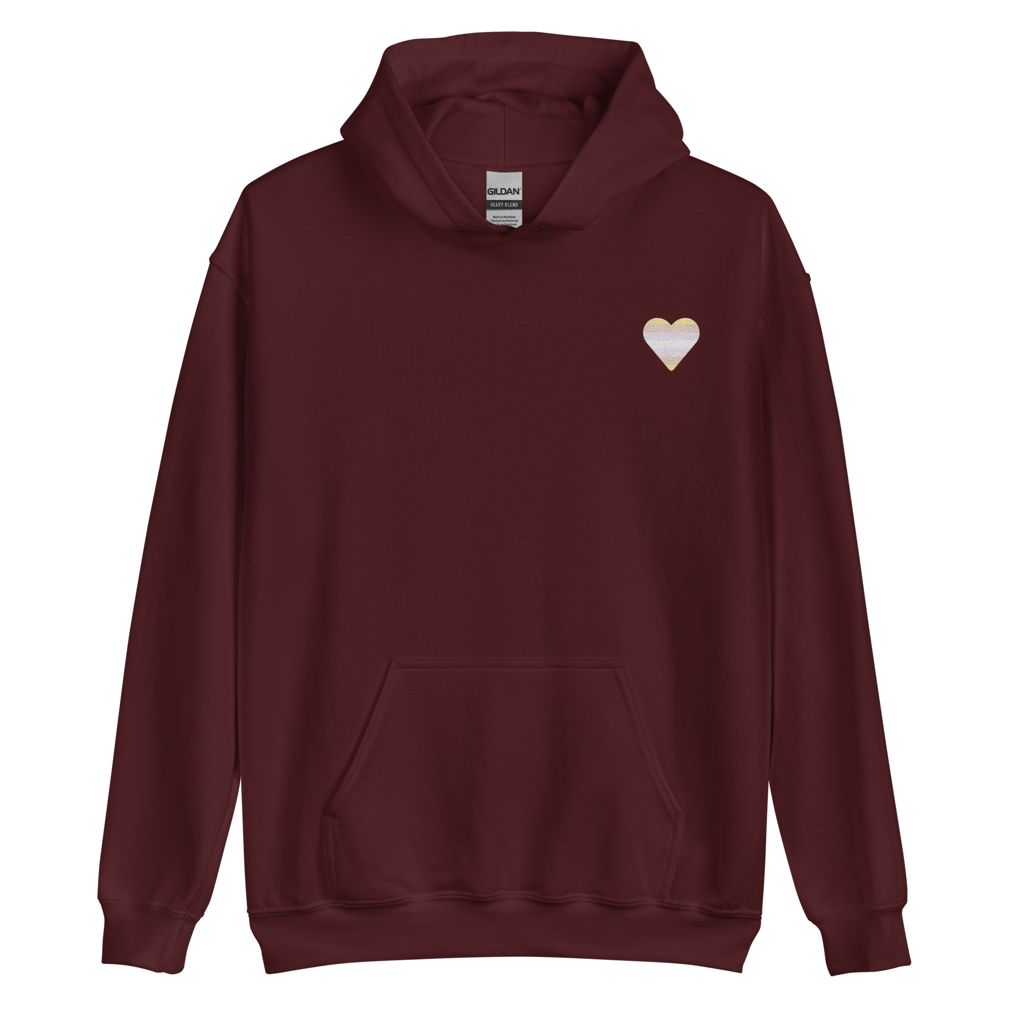 Pangender Flag Embroidered Heart Hoodie: Celebratory LGBTQ+ Pride Design