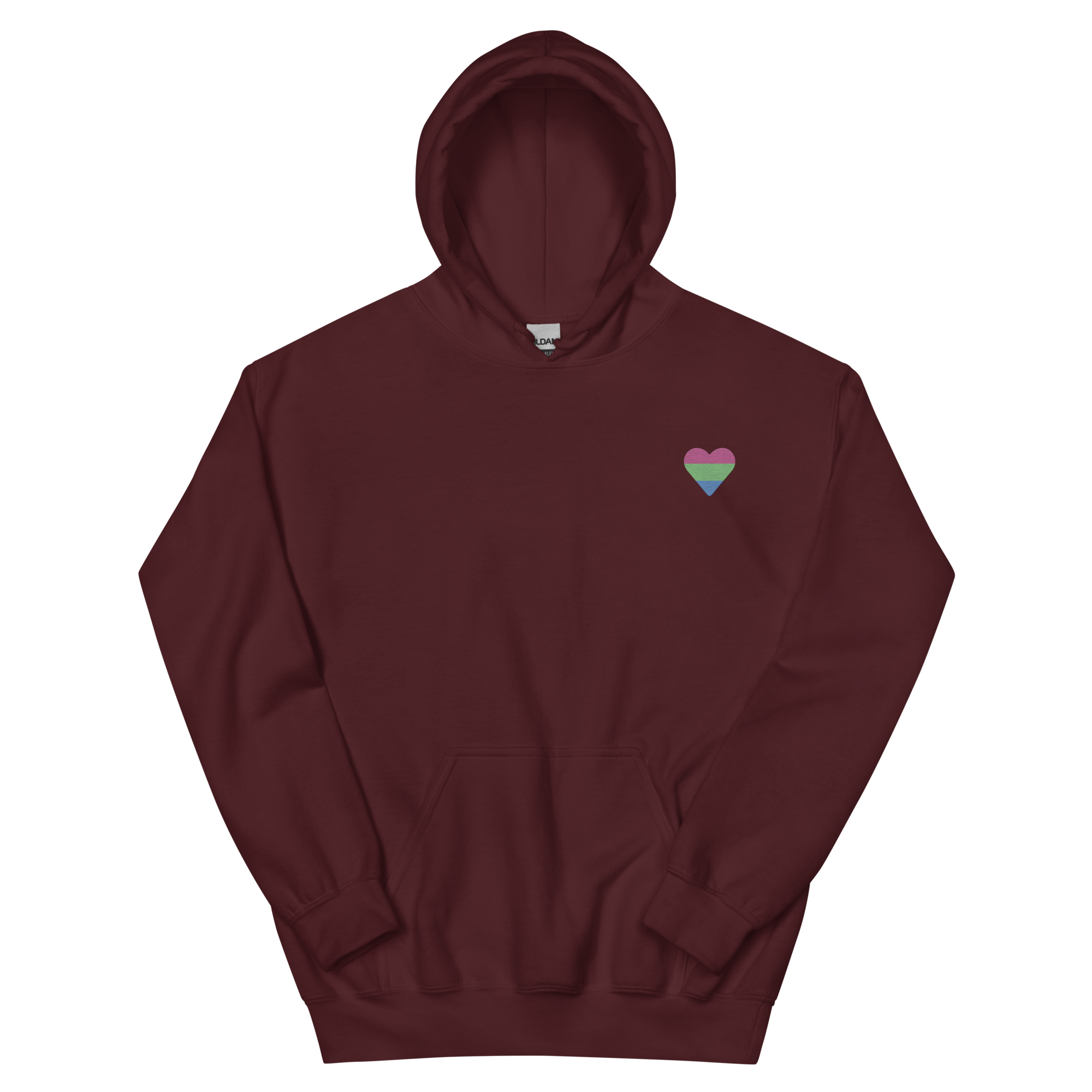 Polysexual Flag Embroidered Heart Hoodie: Celebratory LGBTQ+ Pride Design