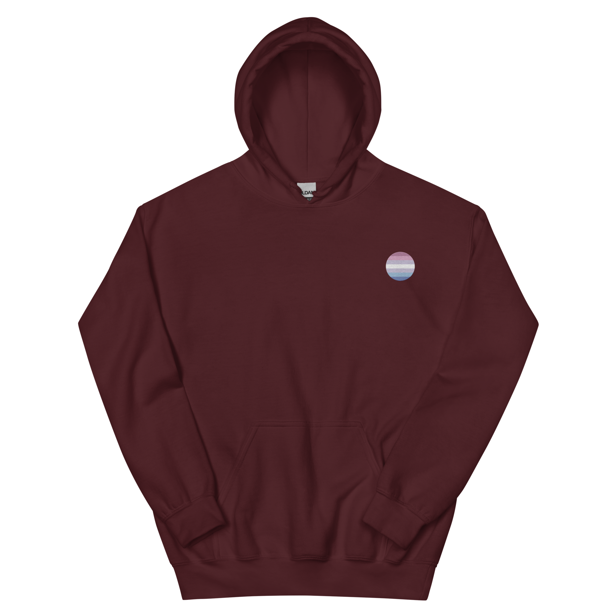 Bigender Flag Embroidered Circle Hoodie: Celebratory LGBTQ+ Pride Design