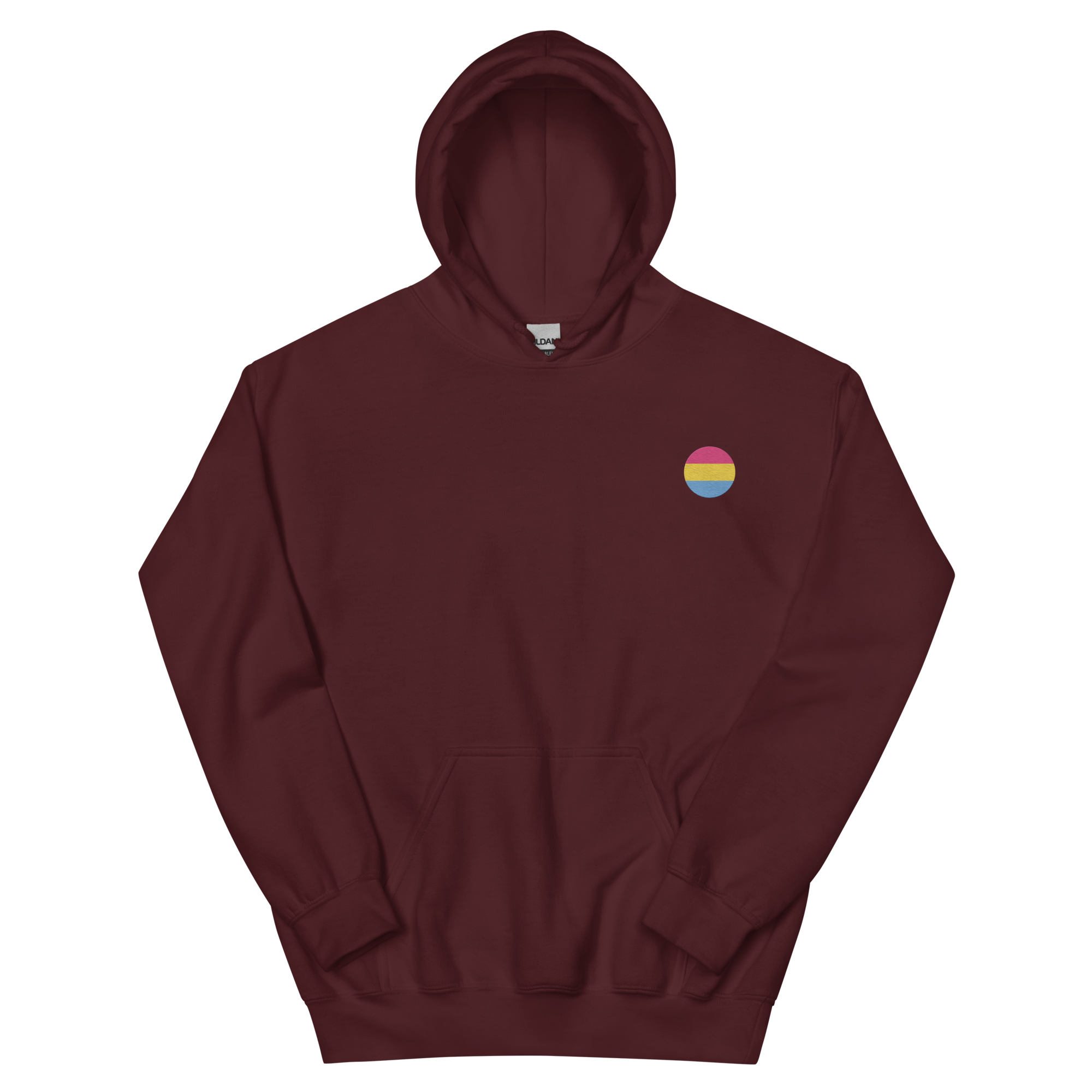 Pansexual Flag Embroidered Circle Hoodie: Celebratory LGBTQ+ Pride Design