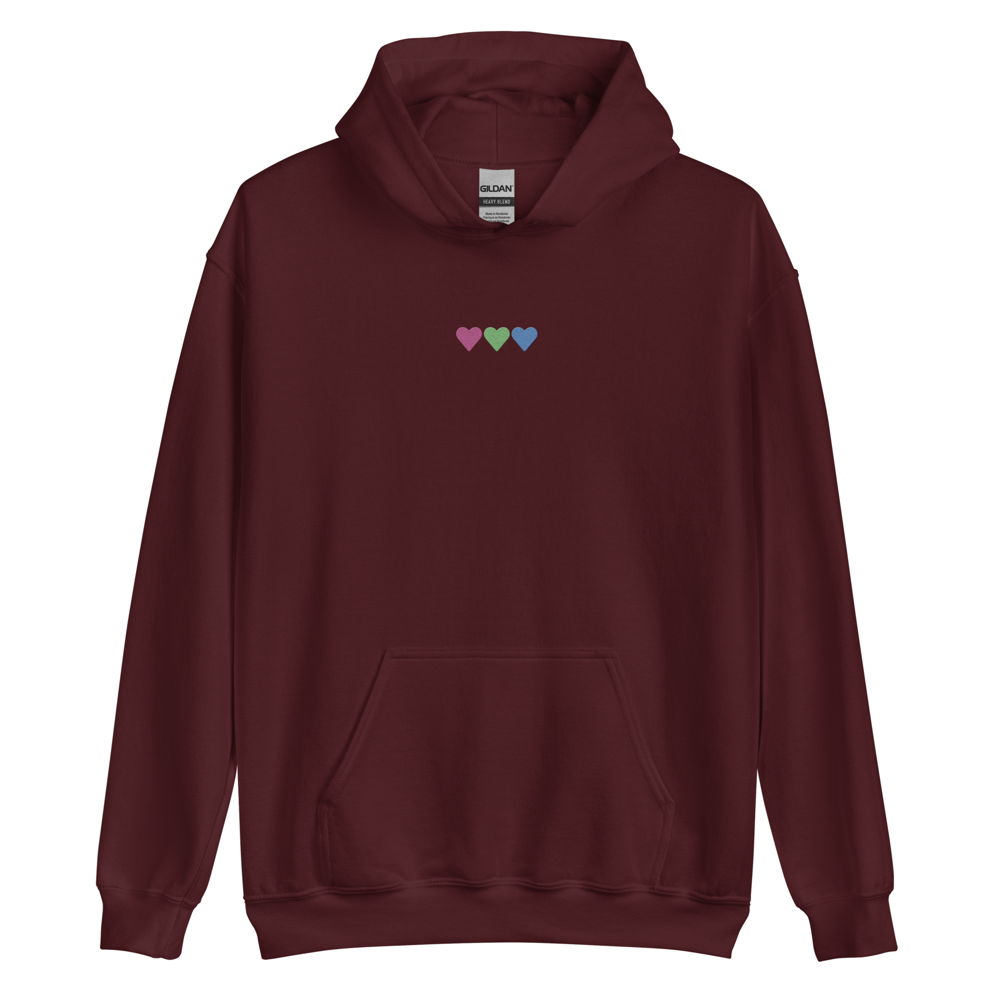 Embroidered Polysexual Hoodie: Pride Flag Horizontal Heart Design
