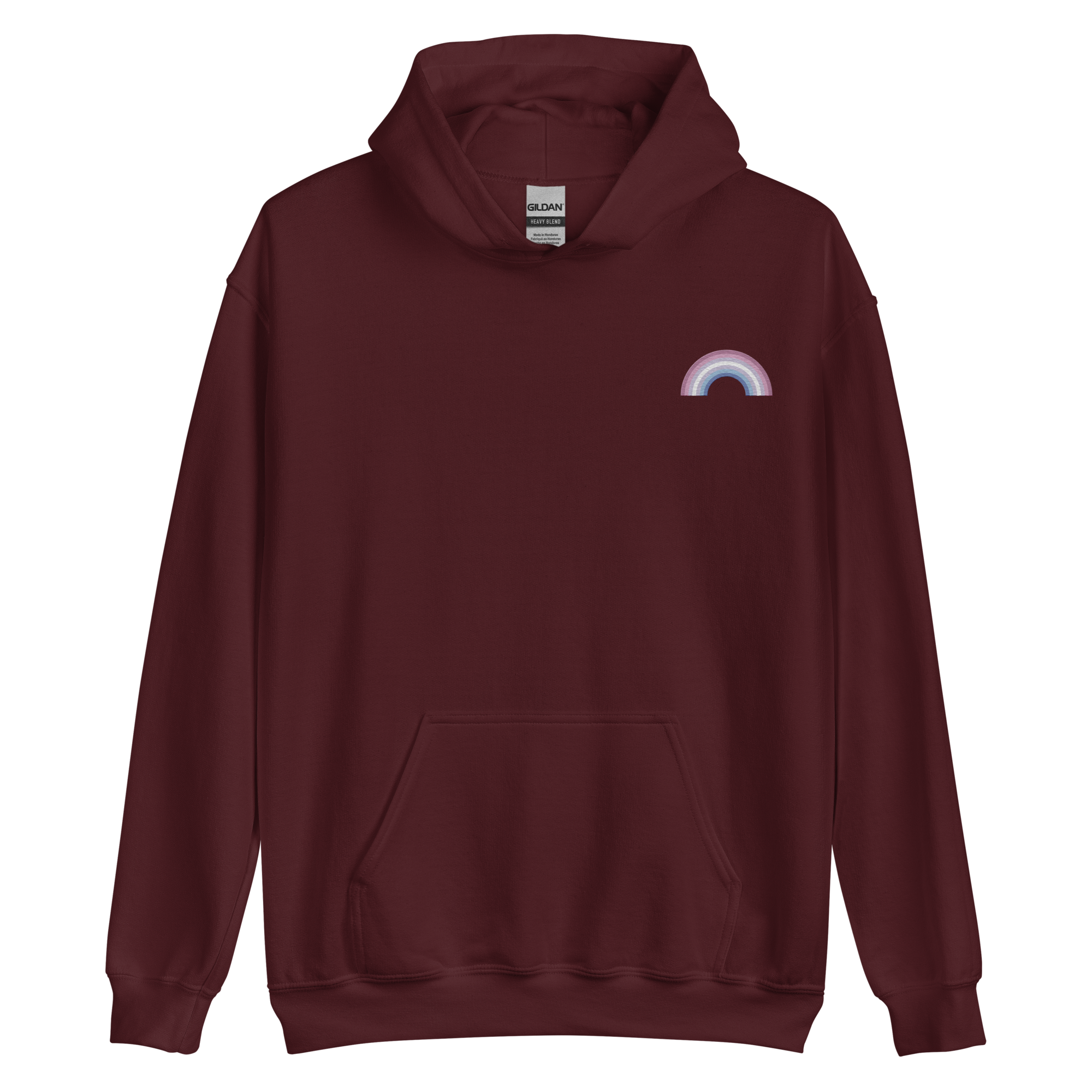 Embroidered Bigender Rainbow Hoodie: Pride Flag LGBTQ+ Design