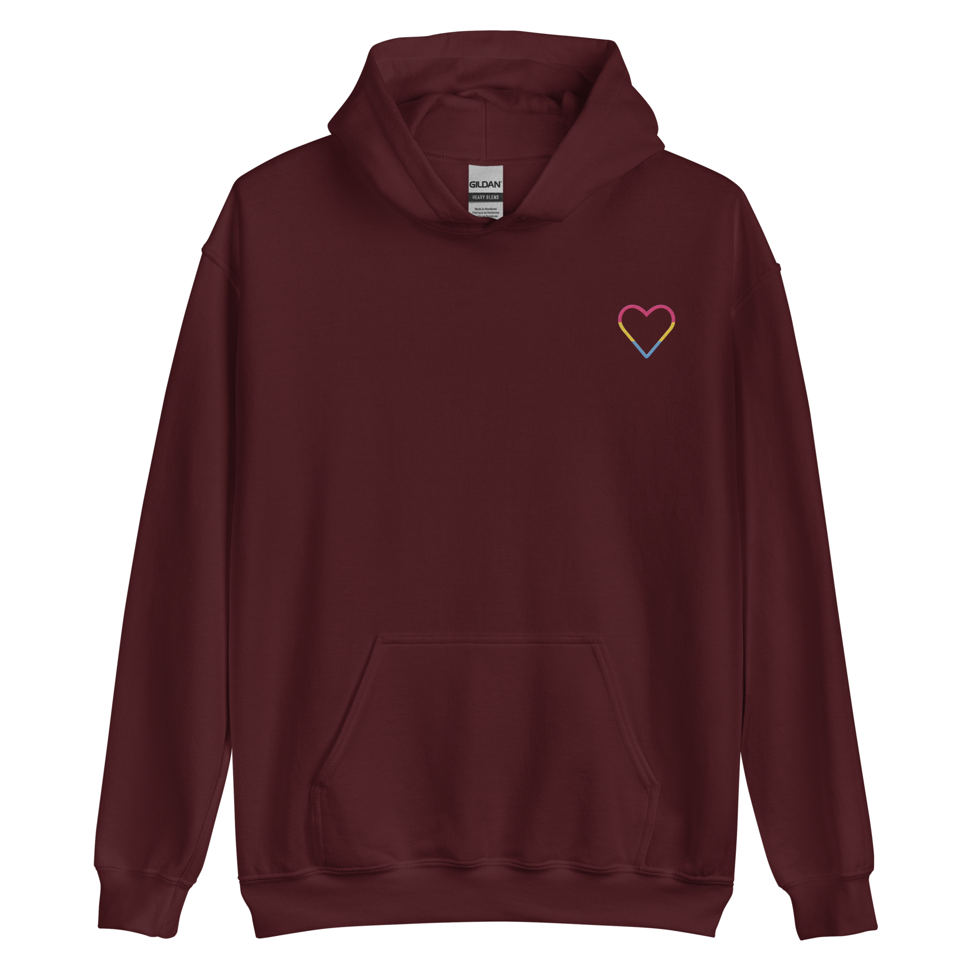 Pansexual Heart Hoodie: Embroidered Pride Sweatshirt