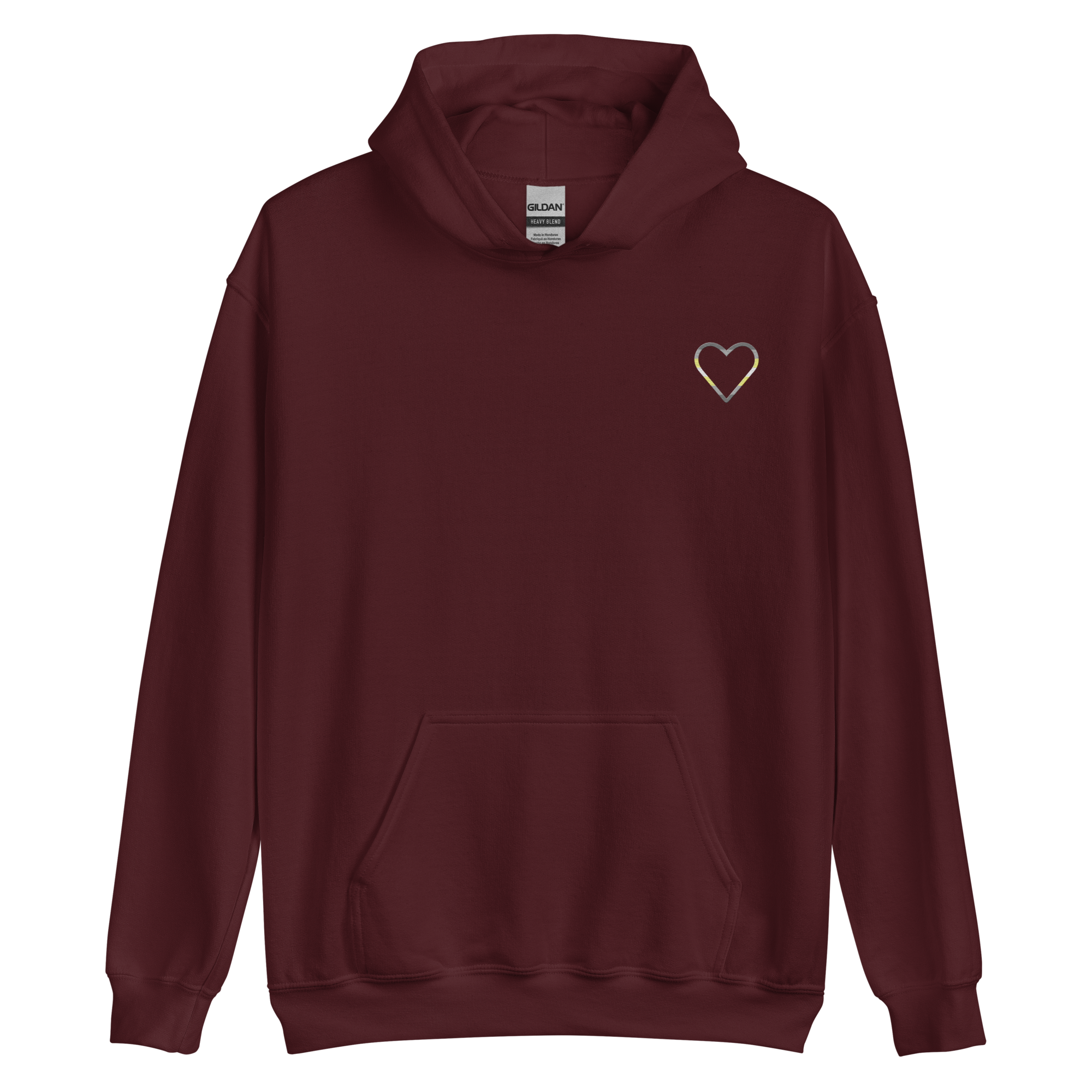 Demigender Heart Hoodie: Embroidered Pride Sweatshirt