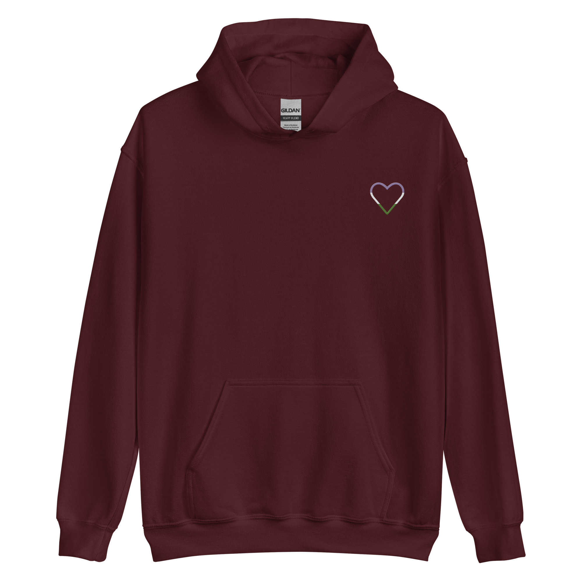 Genderqueer Heart Hoodie: Embroidered Pride Sweatshirt