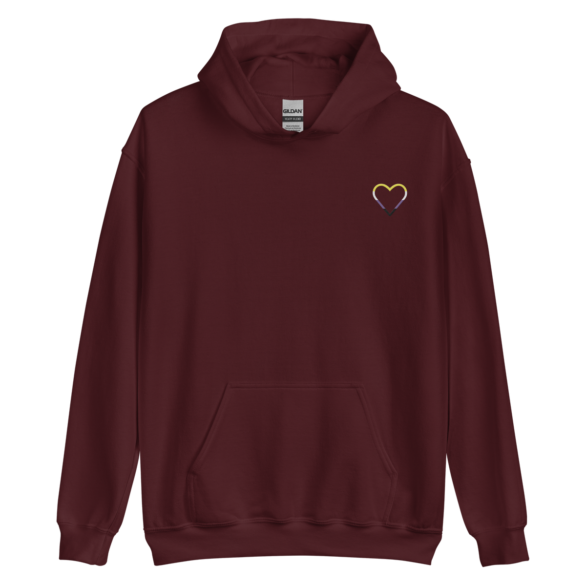 Nonbinary Heart Hoodie: Embroidered Pride Sweatshirt