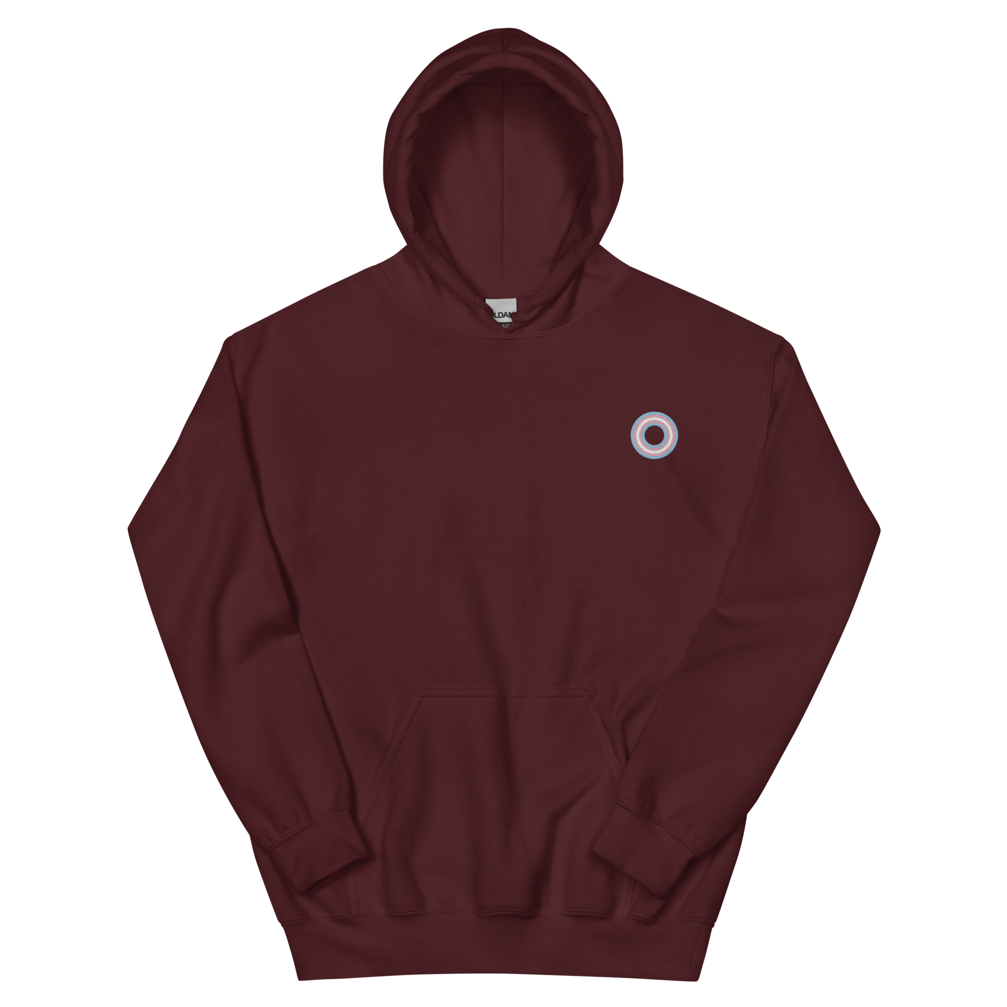 Embroidered Hoodie: Transgender Pride Ring Emblem Design