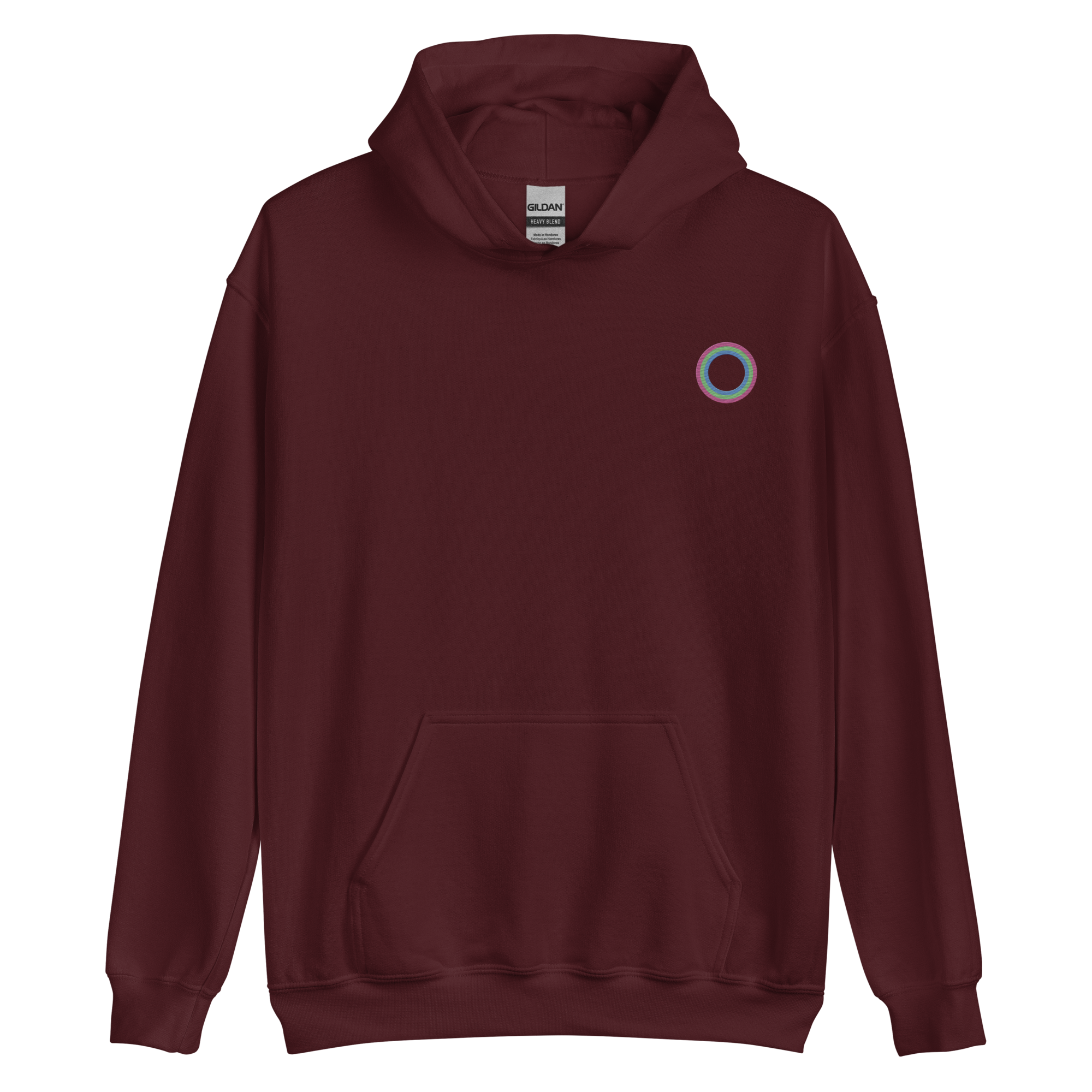 Embroidered Hoodie: Polysexual Pride Ring Emblem Design