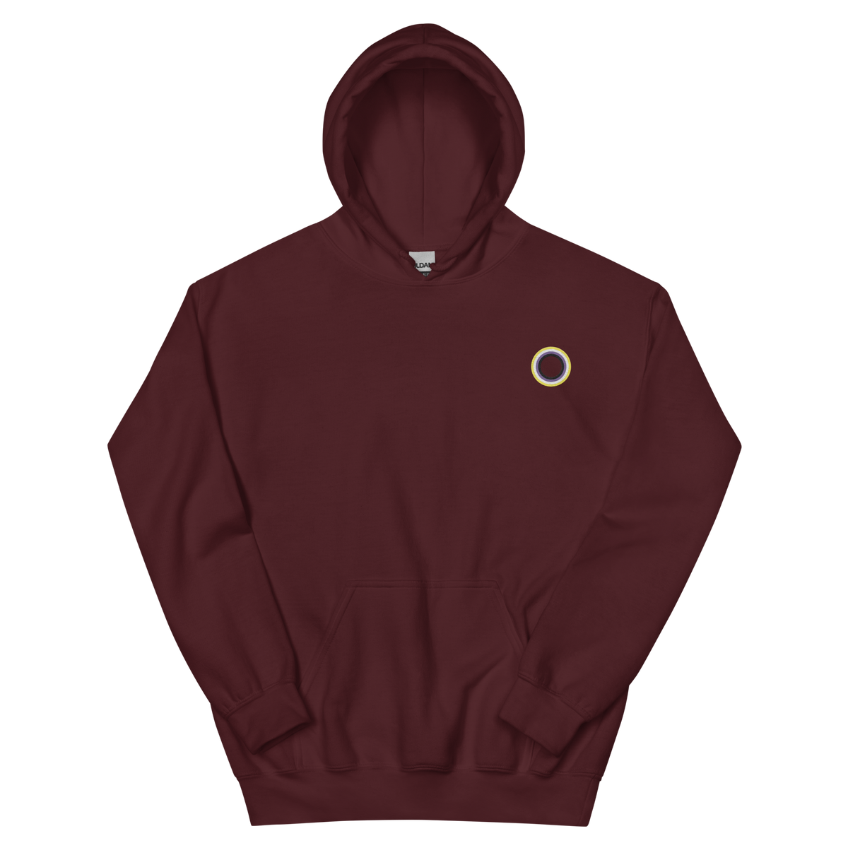 Embroidered Hoodie: Nonbinary Pride Ring Emblem Design