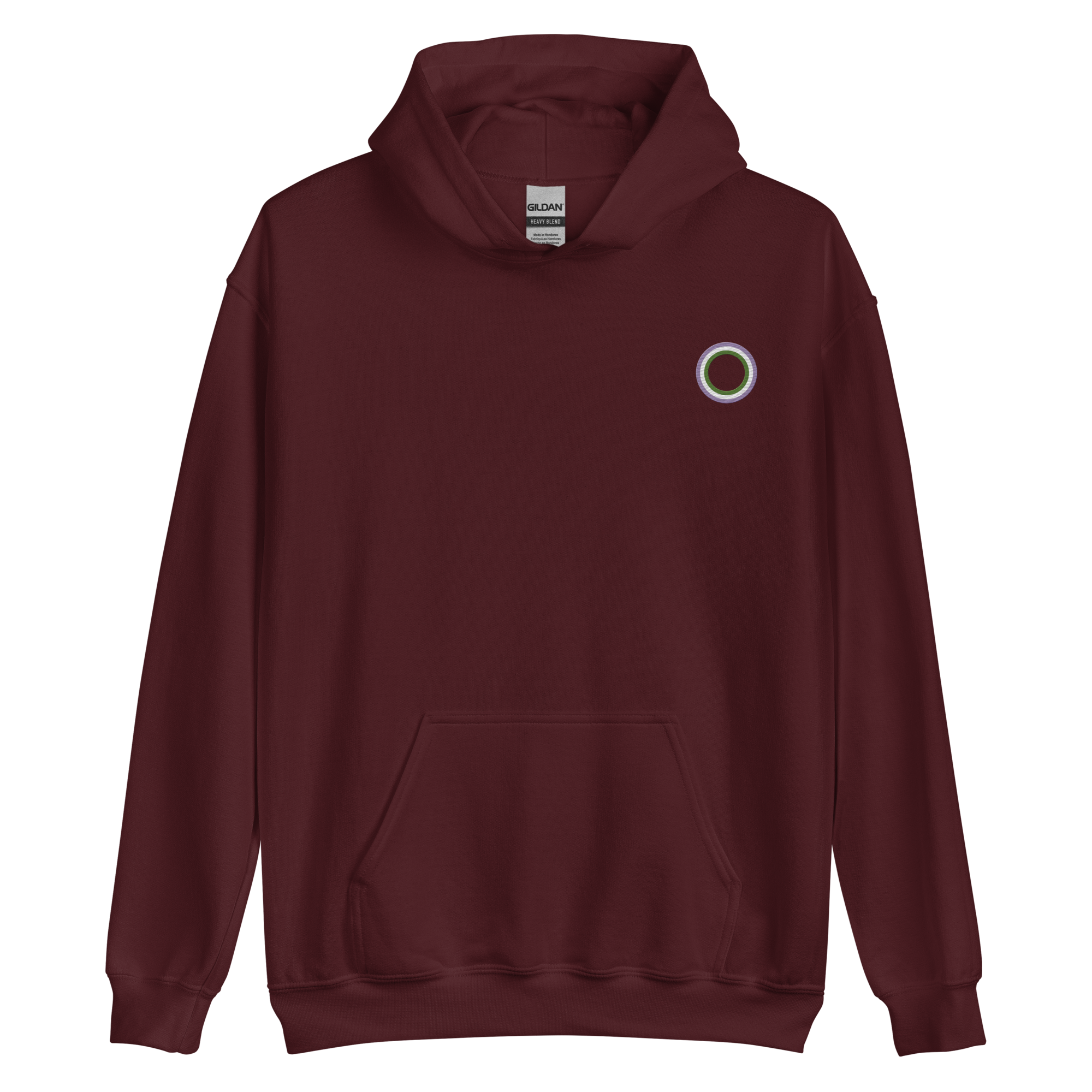 Embroidered Hoodie: Genderqueer Pride Ring Emblem Design