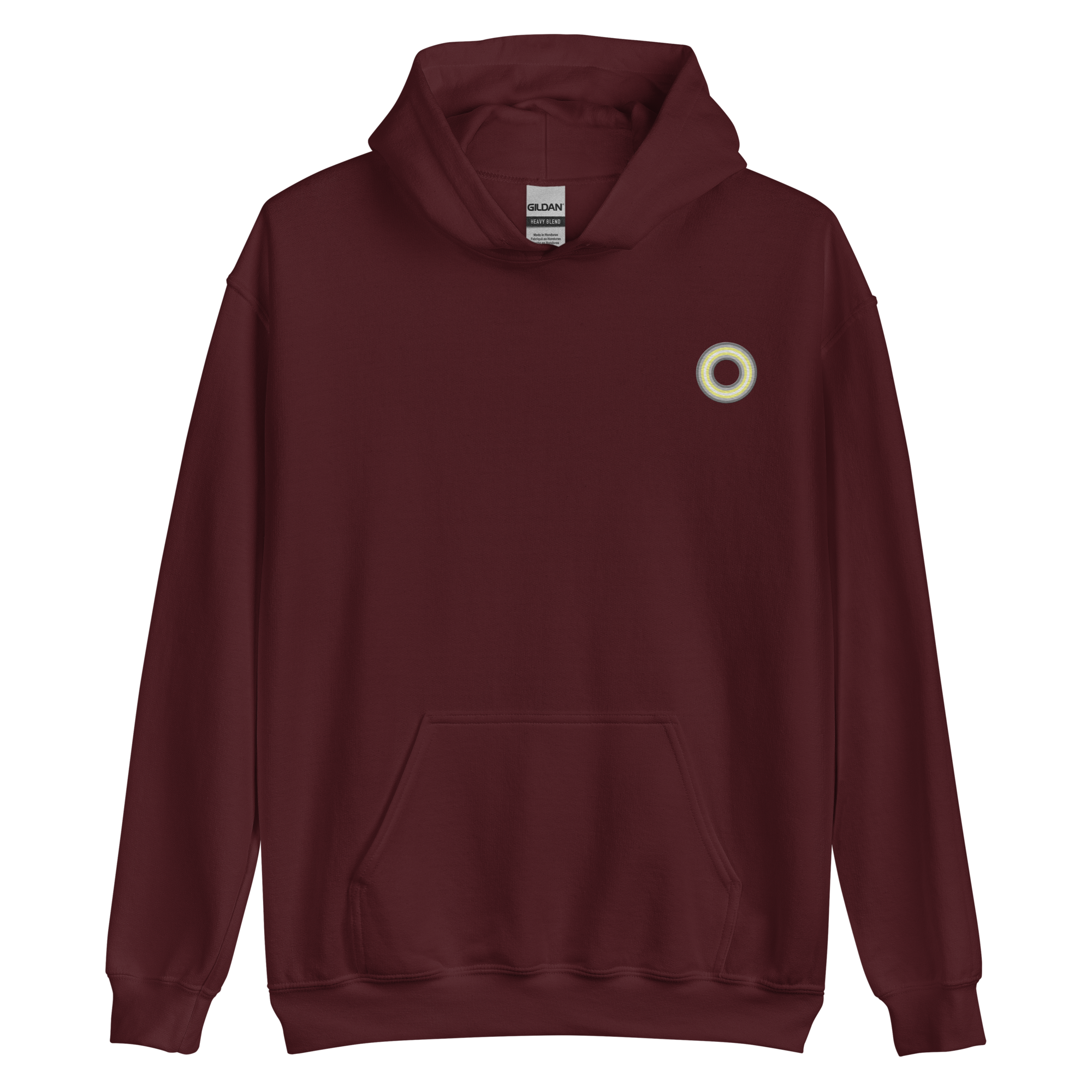 Embroidered Hoodie: Demigender Pride Ring Emblem Design