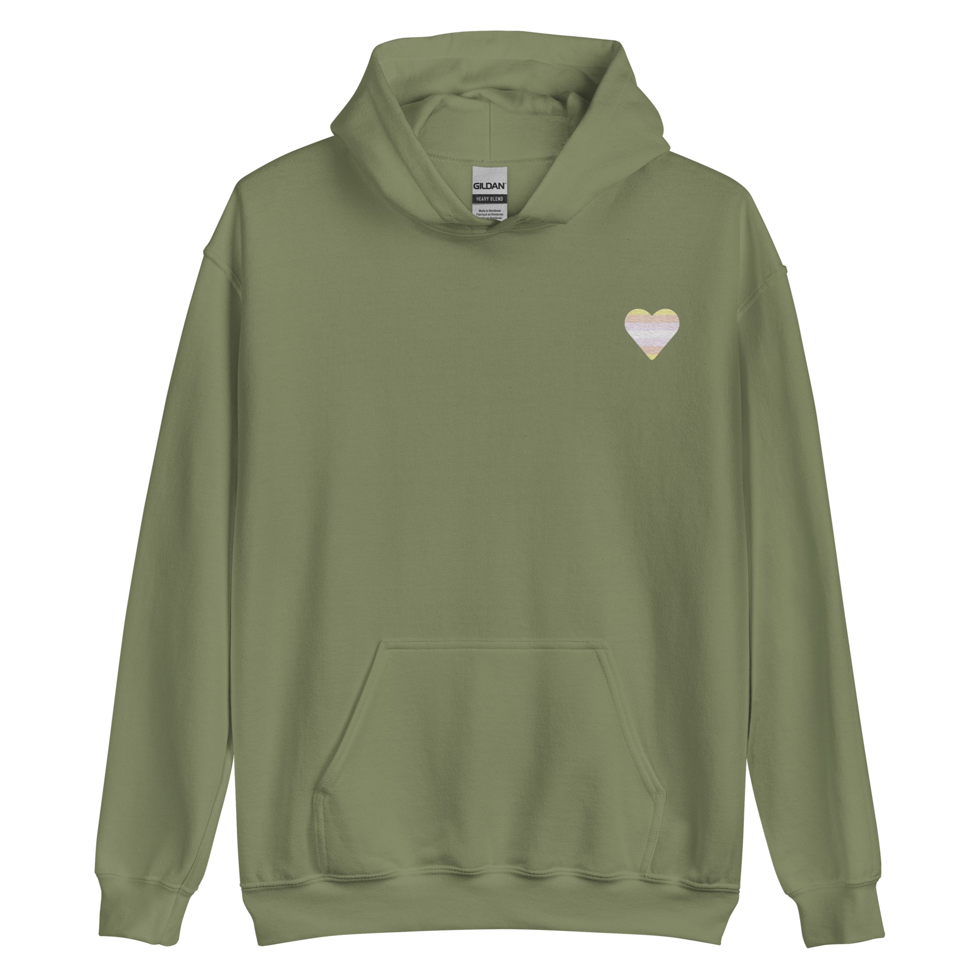 Pangender Flag Embroidered Heart Hoodie: Celebratory LGBTQ+ Pride Design
