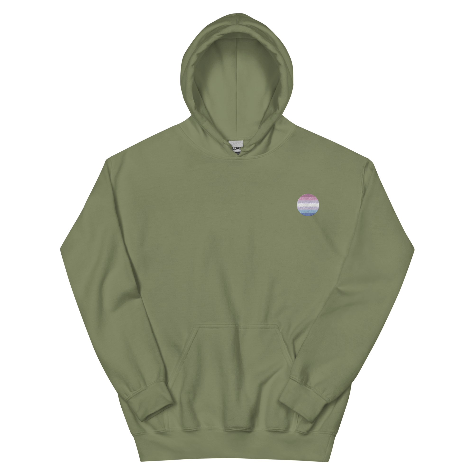 Bigender Flag Embroidered Circle Hoodie: Celebratory LGBTQ+ Pride Design