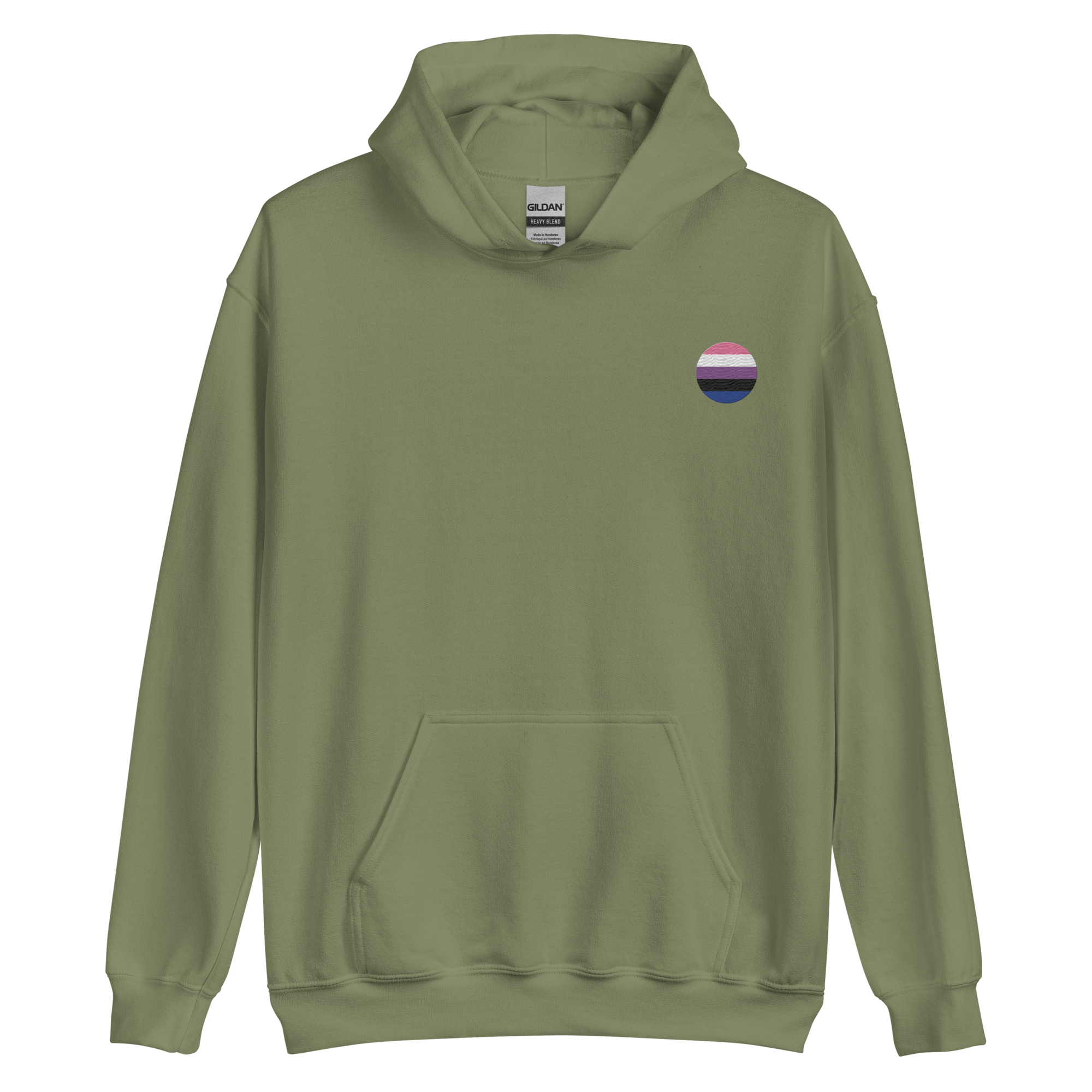 Genderfluid Flag Embroidered Circle Hoodie: Celebratory LGBTQ+ Pride Design