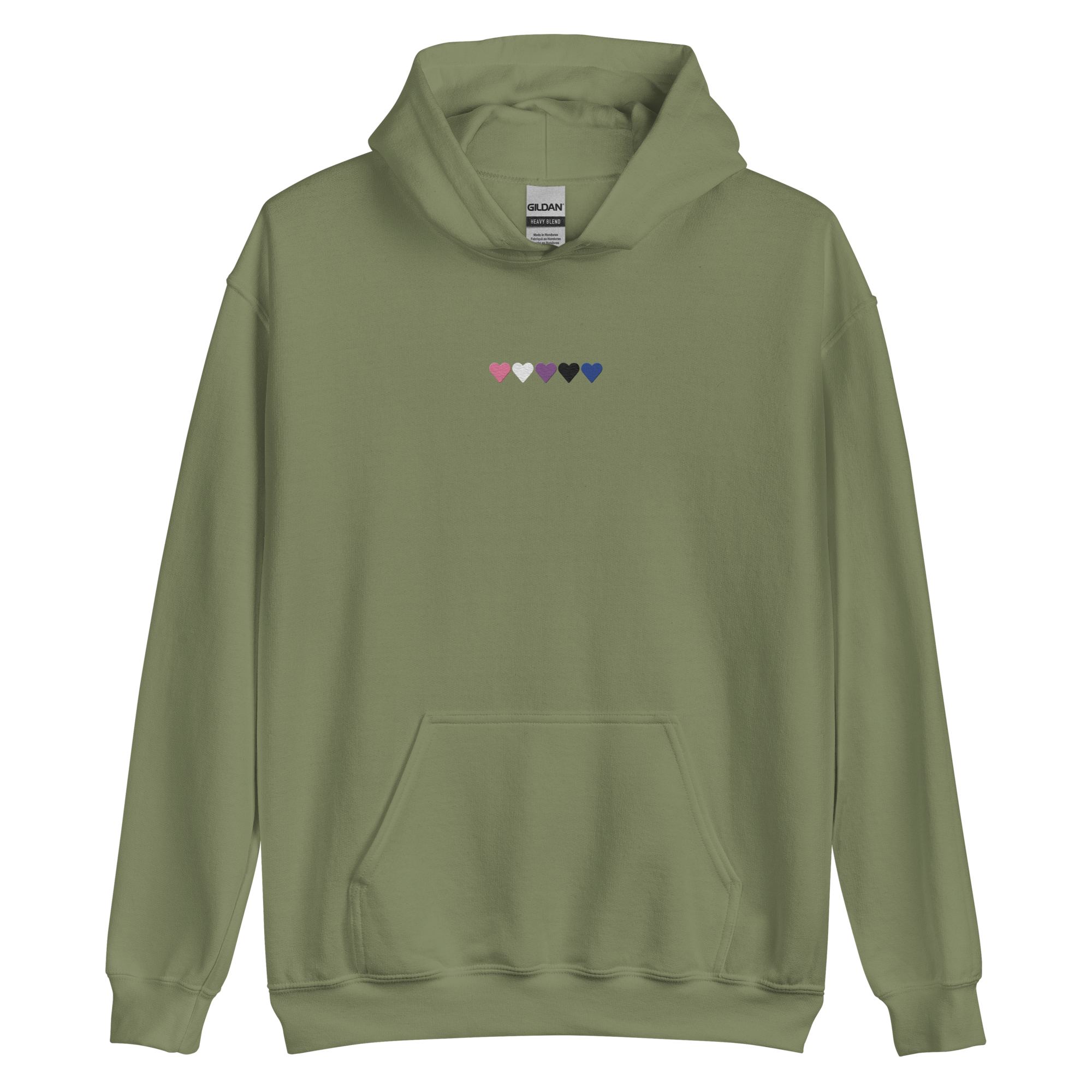 Embroidered Genderfluid Hoodie: Pride Flag Horizontal Heart Design