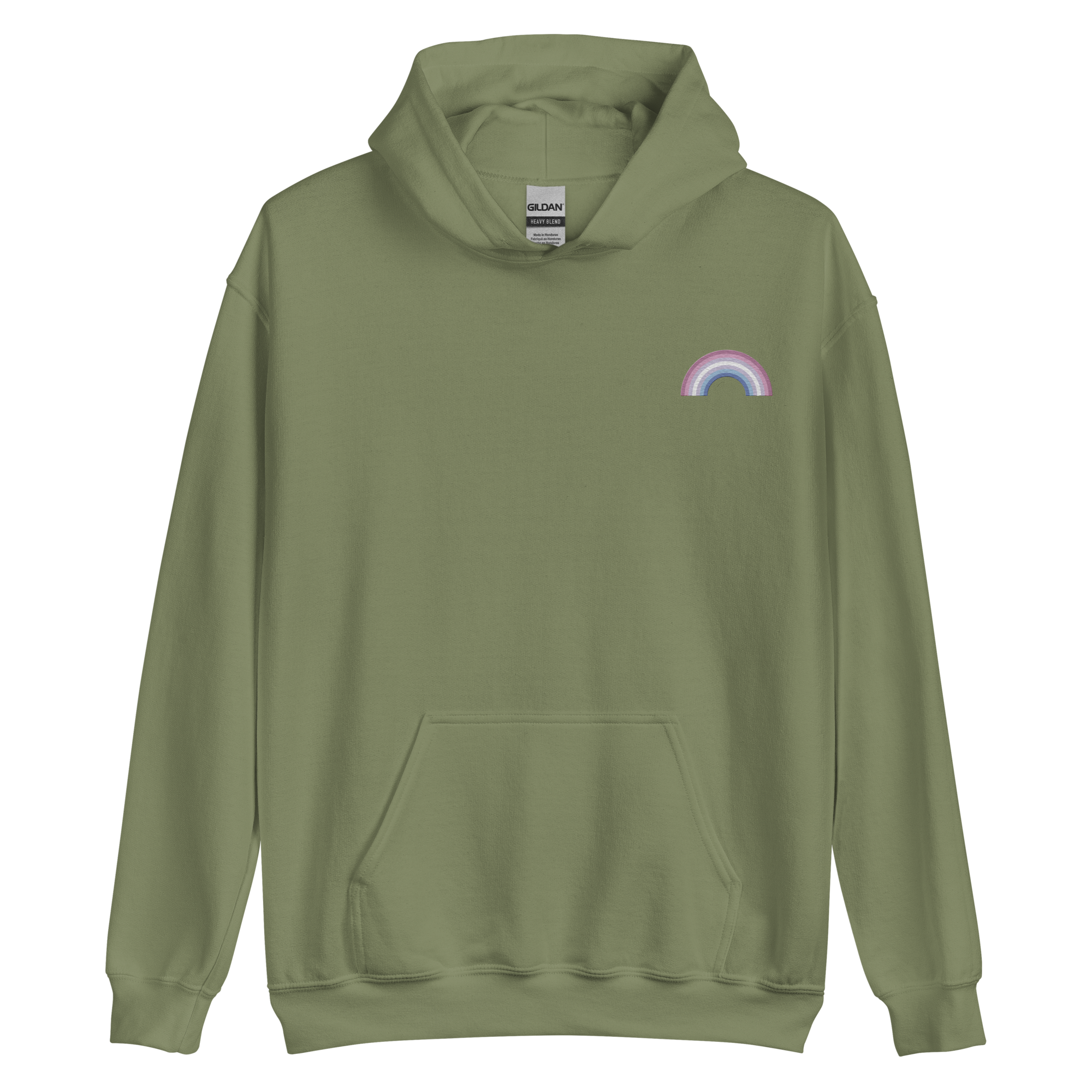 Embroidered Bigender Rainbow Hoodie: Pride Flag LGBTQ+ Design