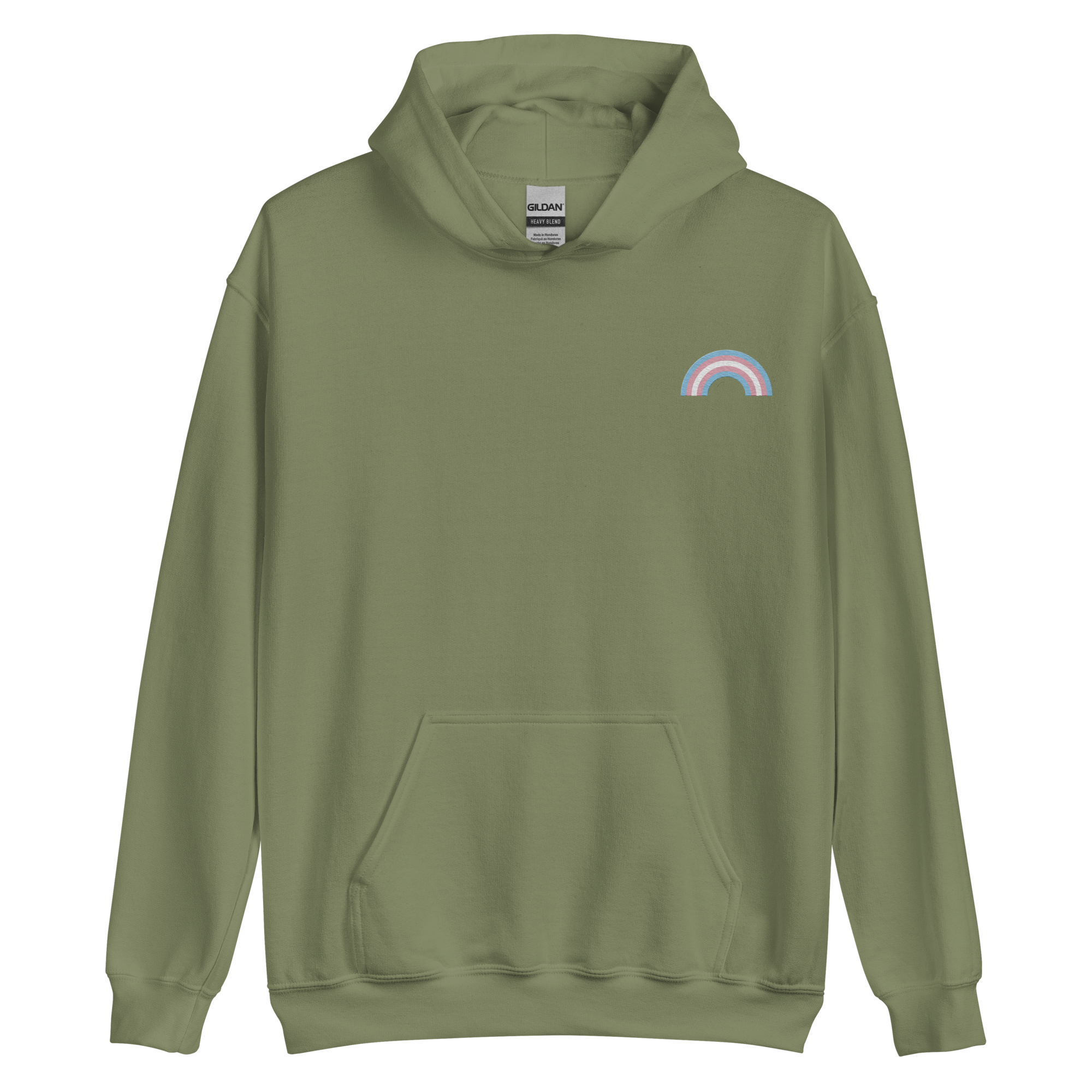 Embroidered Transgender Rainbow Hoodie: Pride Flag LGBTQ+ Design
