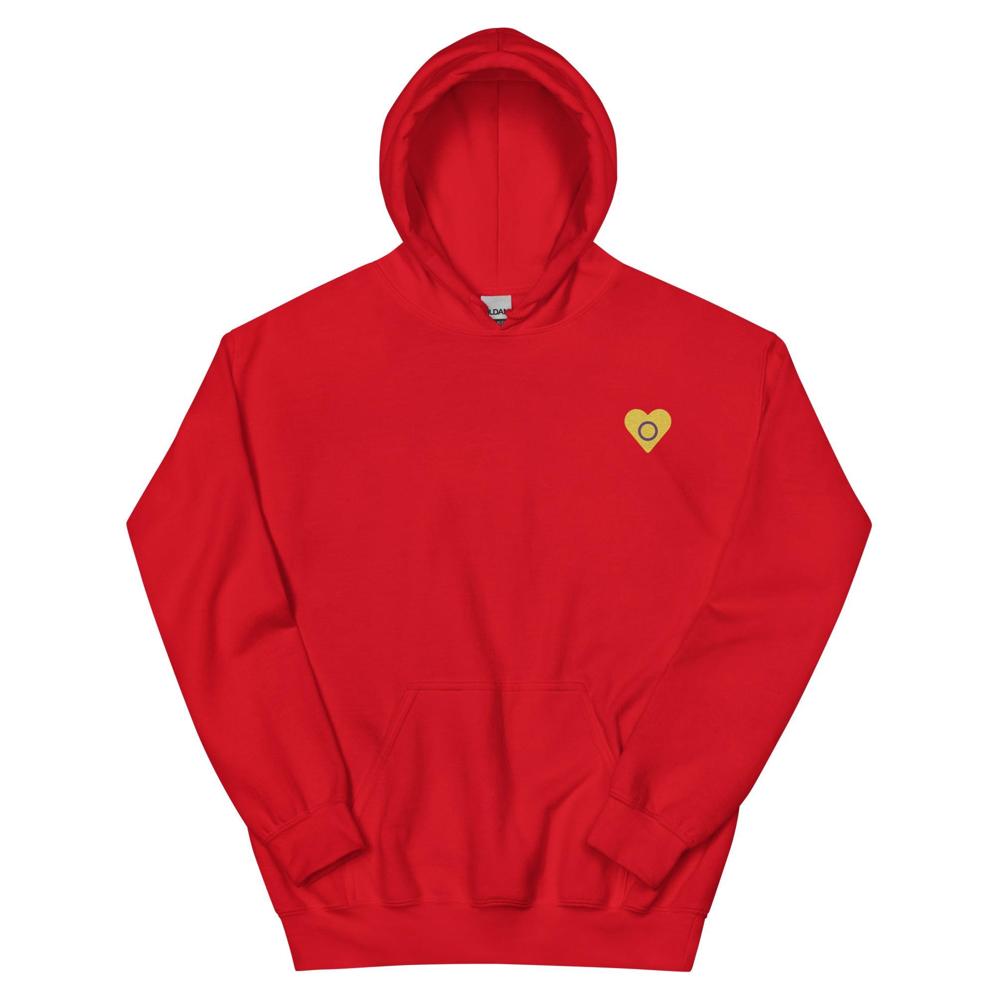 Intersex Flag Embroidered Heart Hoodie: Celebratory LGBTQ+ Pride Design