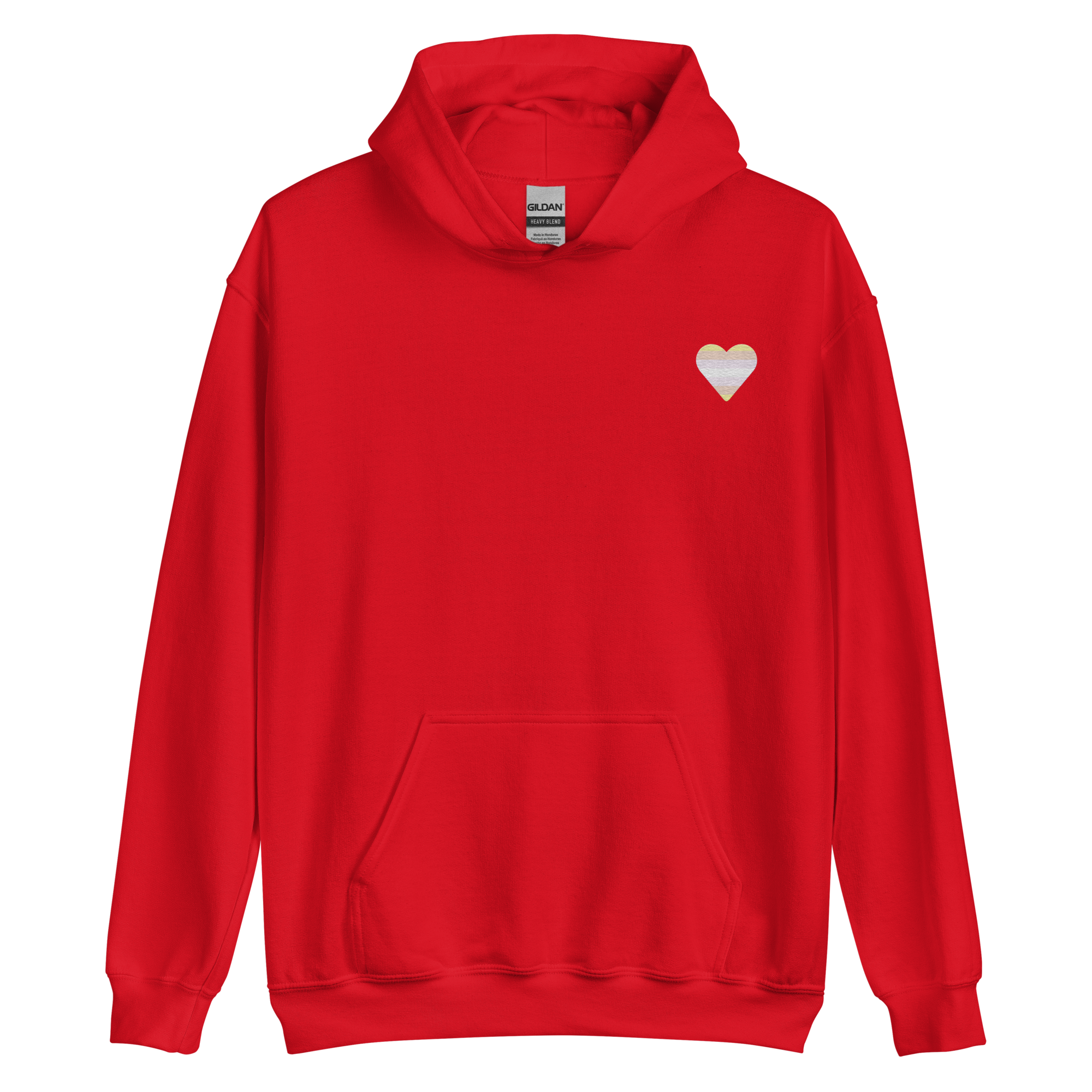 Pangender Flag Embroidered Heart Hoodie: Celebratory LGBTQ+ Pride Design