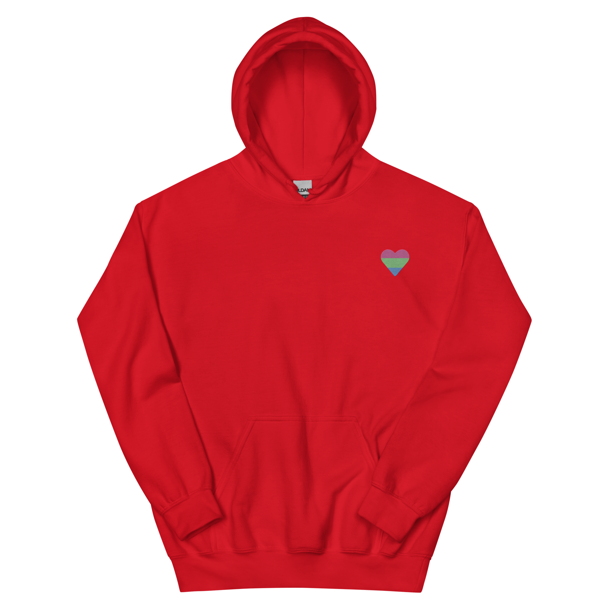 Polysexual Flag Embroidered Heart Hoodie: Celebratory LGBTQ+ Pride Design