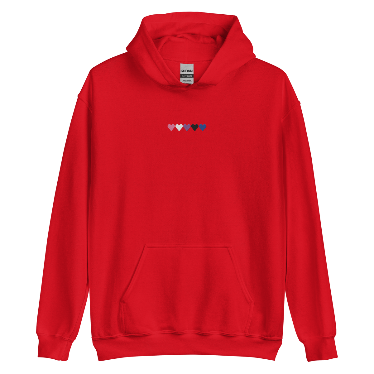 Embroidered Genderfluid Hoodie: Pride Flag Horizontal Heart Design