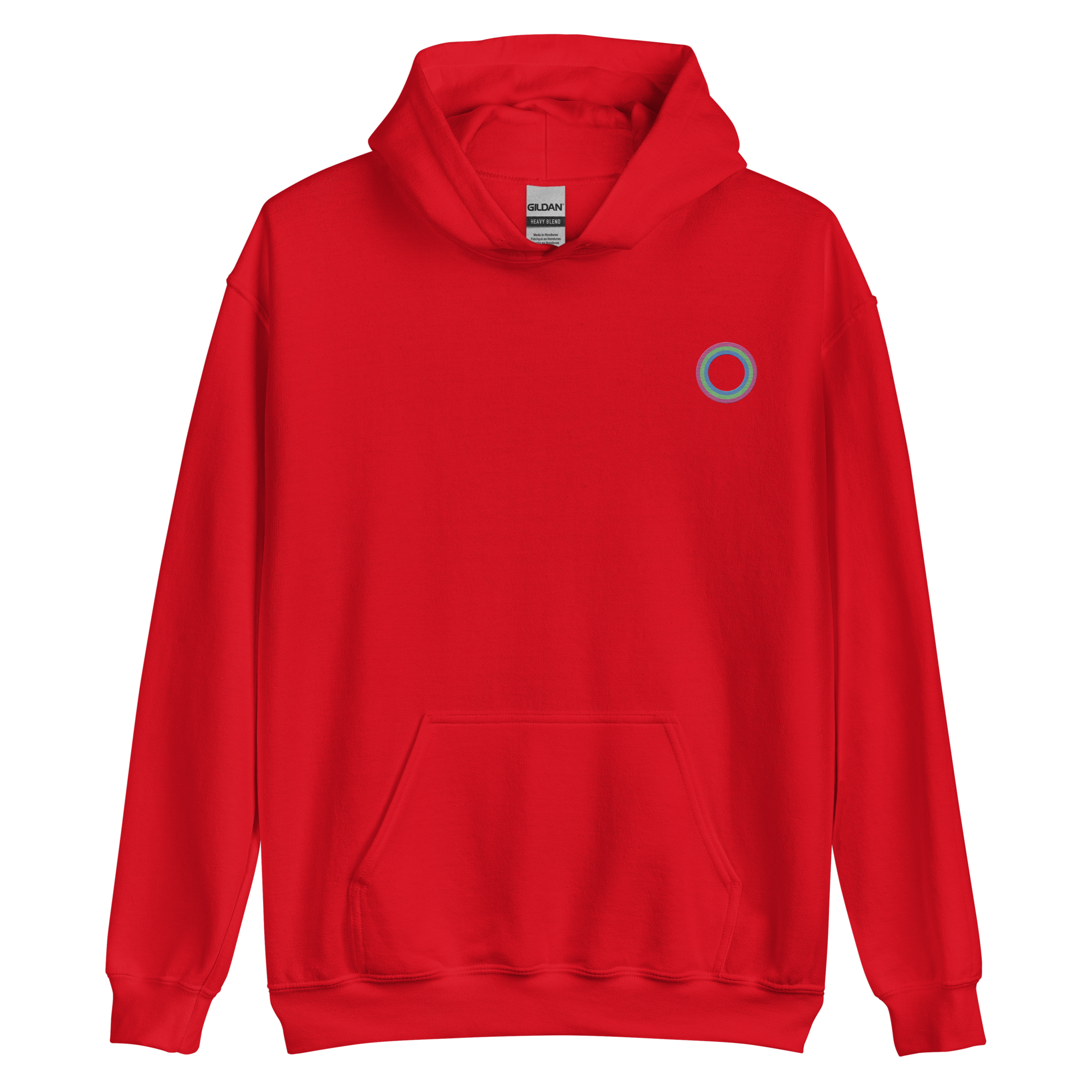 Embroidered Hoodie: Polysexual Pride Ring Emblem Design