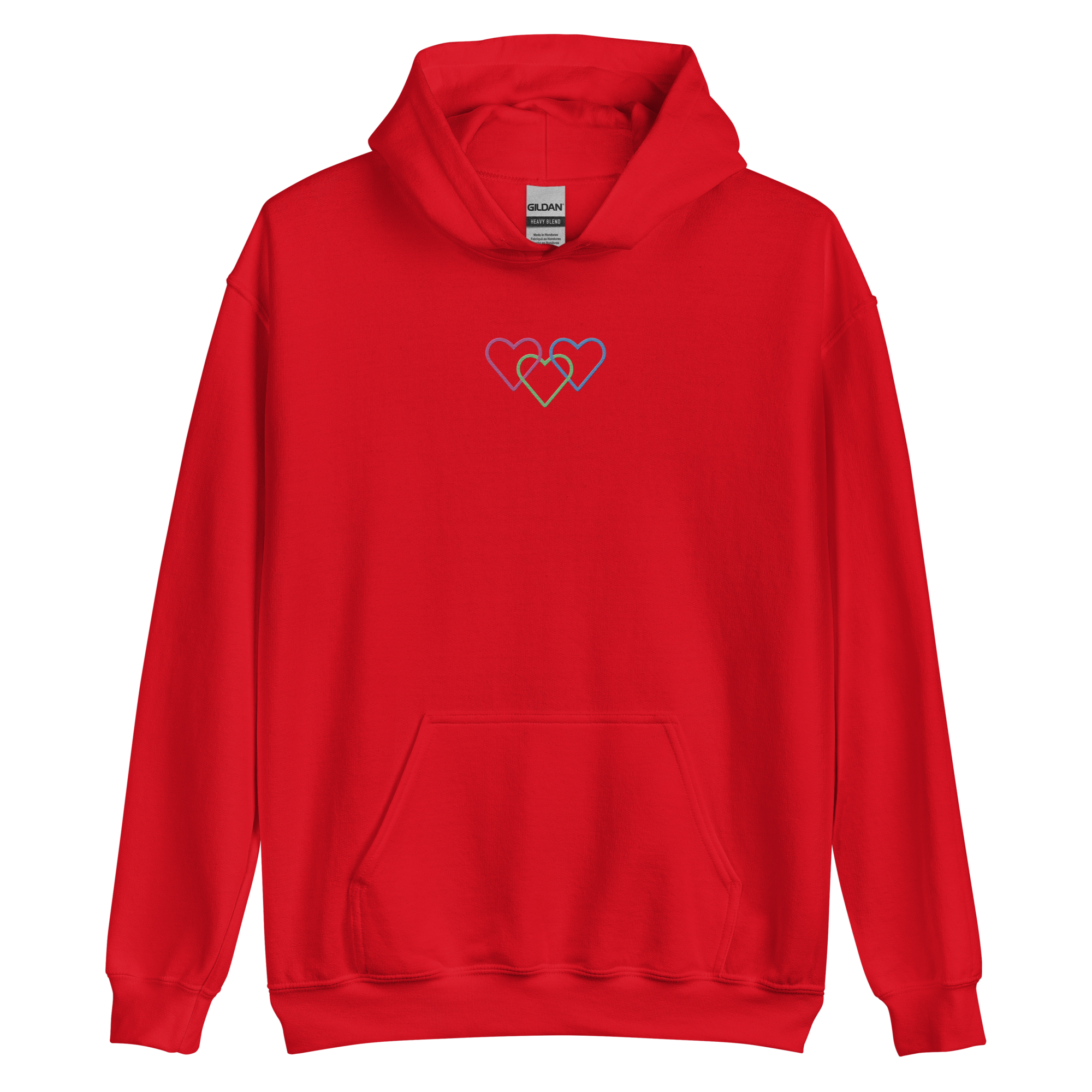 Polysexual Pride Hoodie: Interlaced Heart Outlines Embroidered Sweatshirt