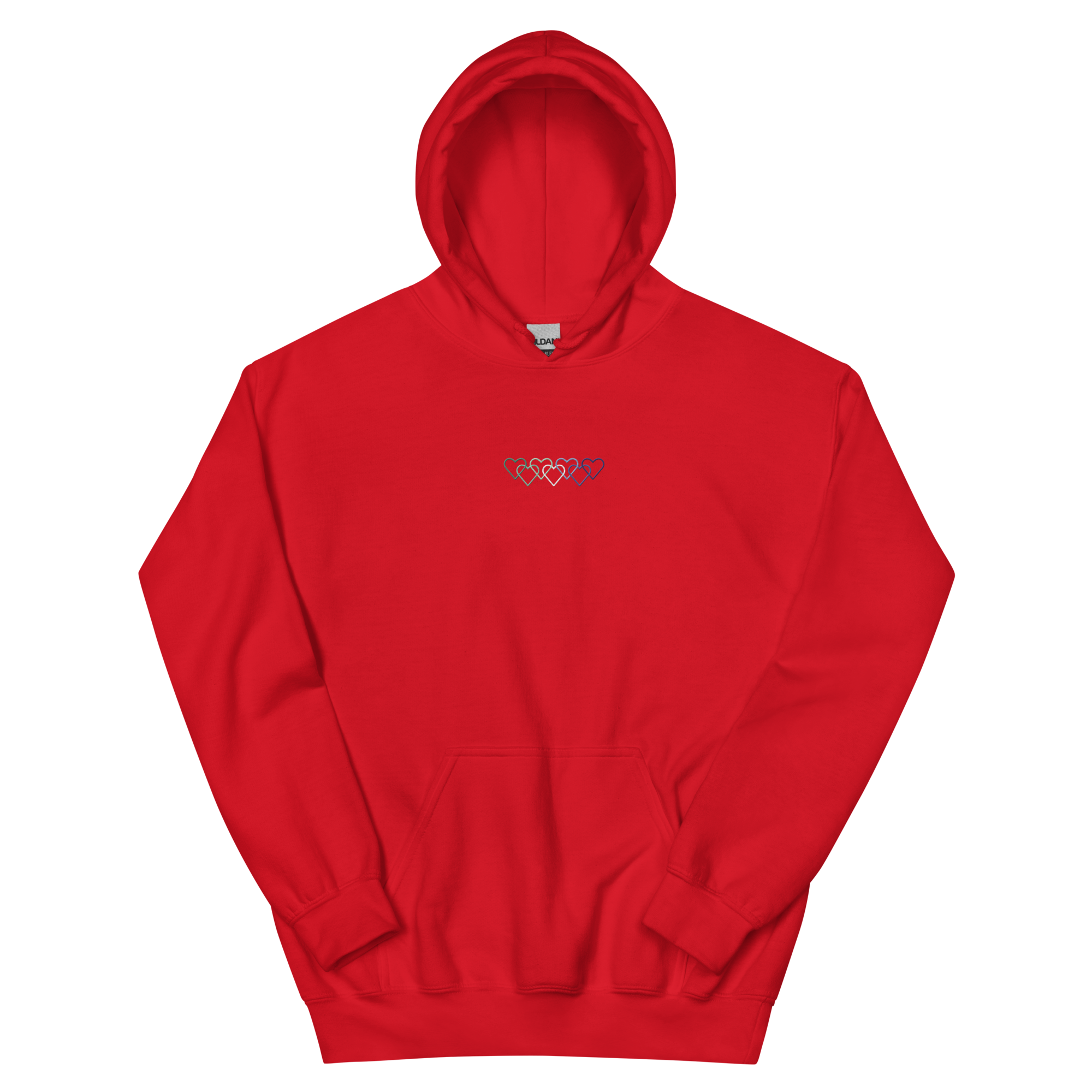 Gay Pride Hoodie: Interlaced Heart Outlines Embroidered Sweatshirt
